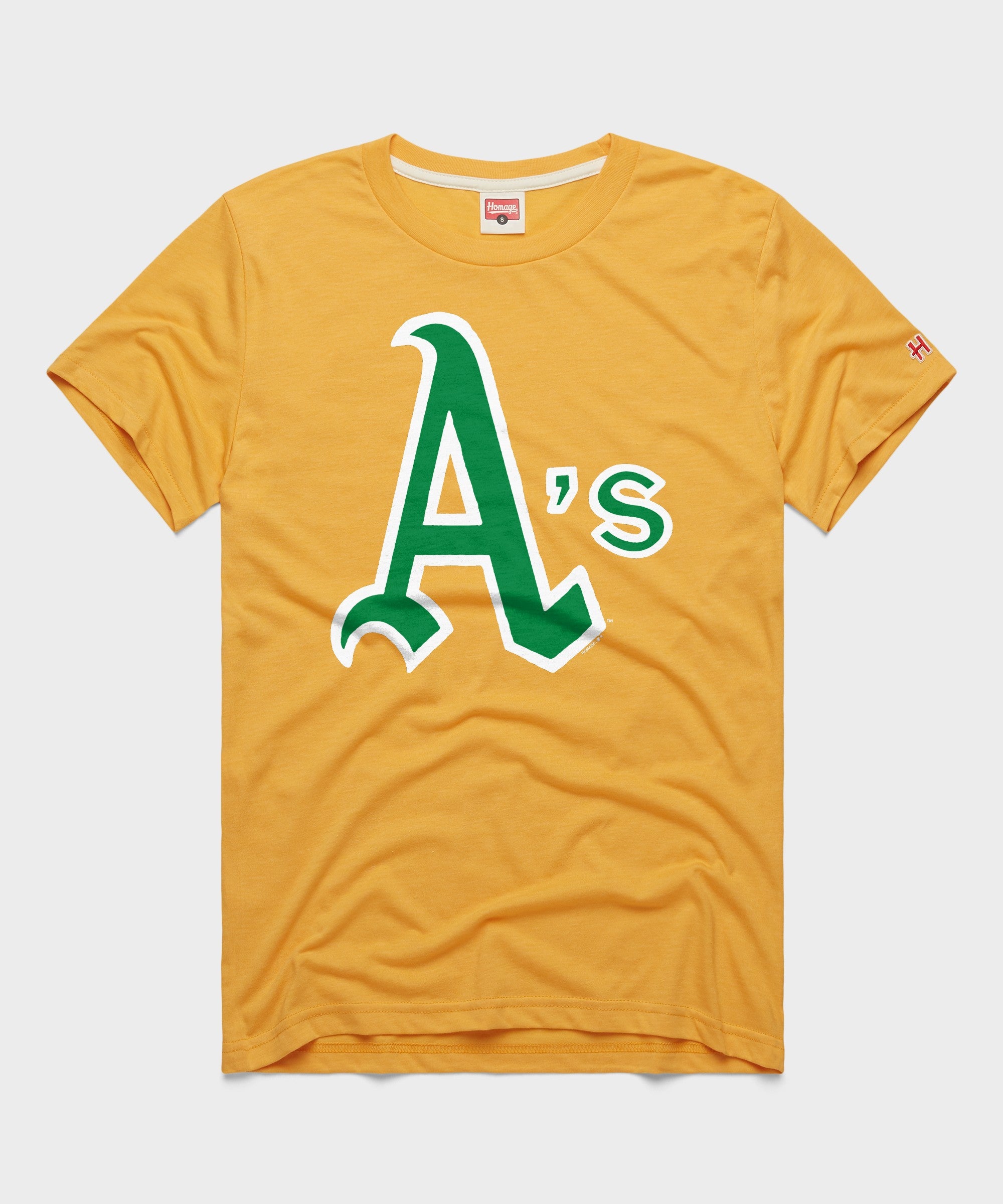 Oakland Athletics Jersey Logo '70 T-Shirt from Homage. | Gold