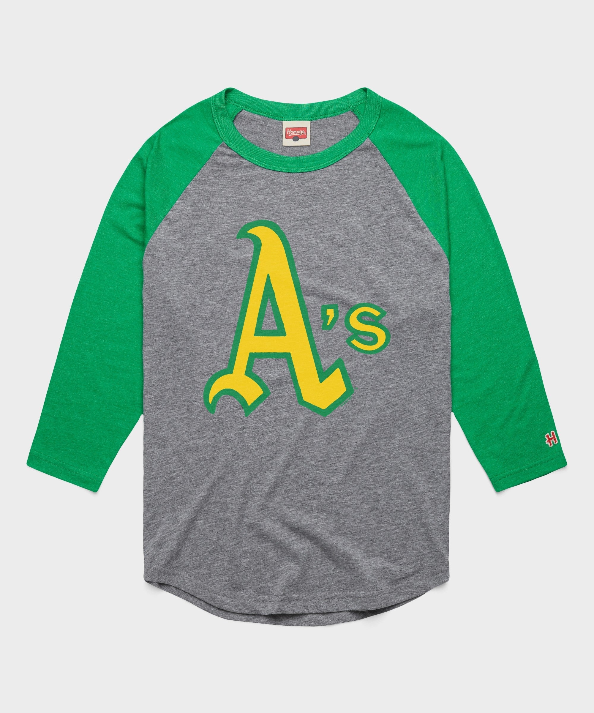 Oakland Athletics Jersey Logo '70 Raglan from Homage | Green