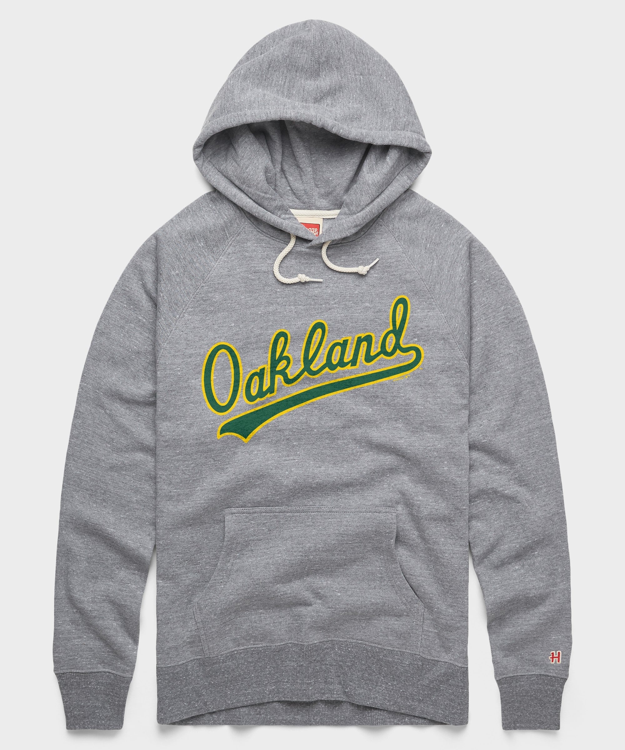 oakland athletics gear Jersey Logo '87 Hoodie from Homage. | Grey Review - Gears of Cosplay Costume Prop Style:Splash Cyan Magenta Clear Black brushed interior and a