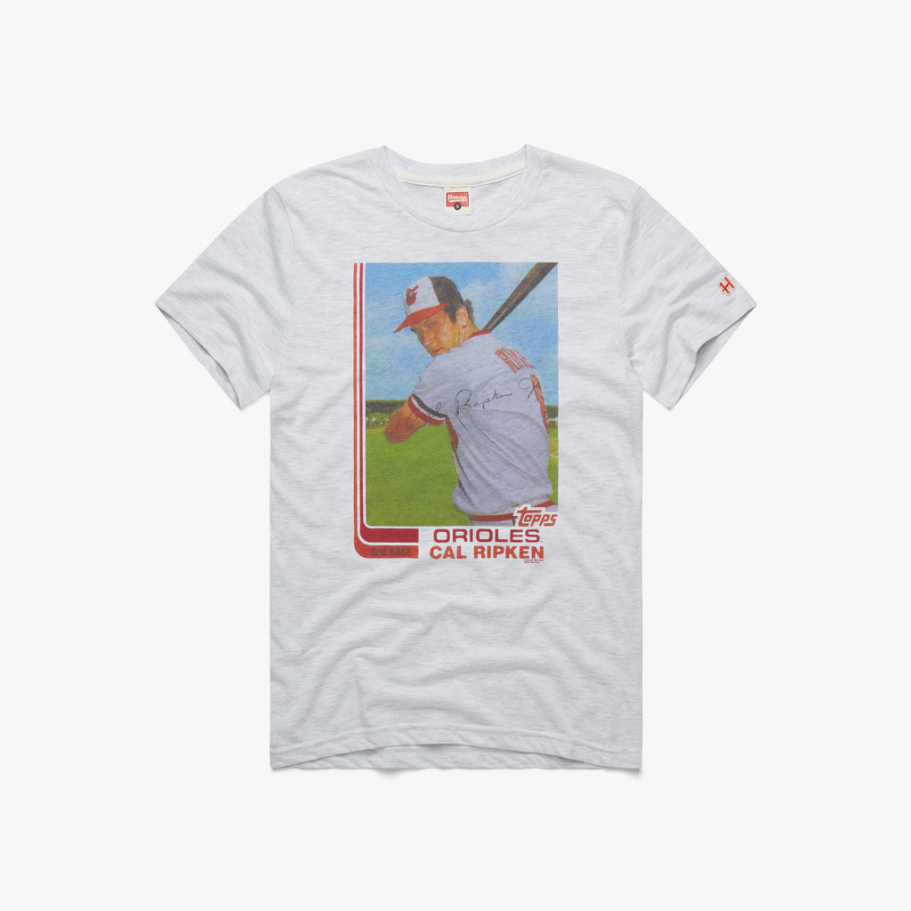 1982 Topps Rookie Cal Ripken Orioles T-Shirt from Homage. | Ash | Vintage Apparel from Homage.