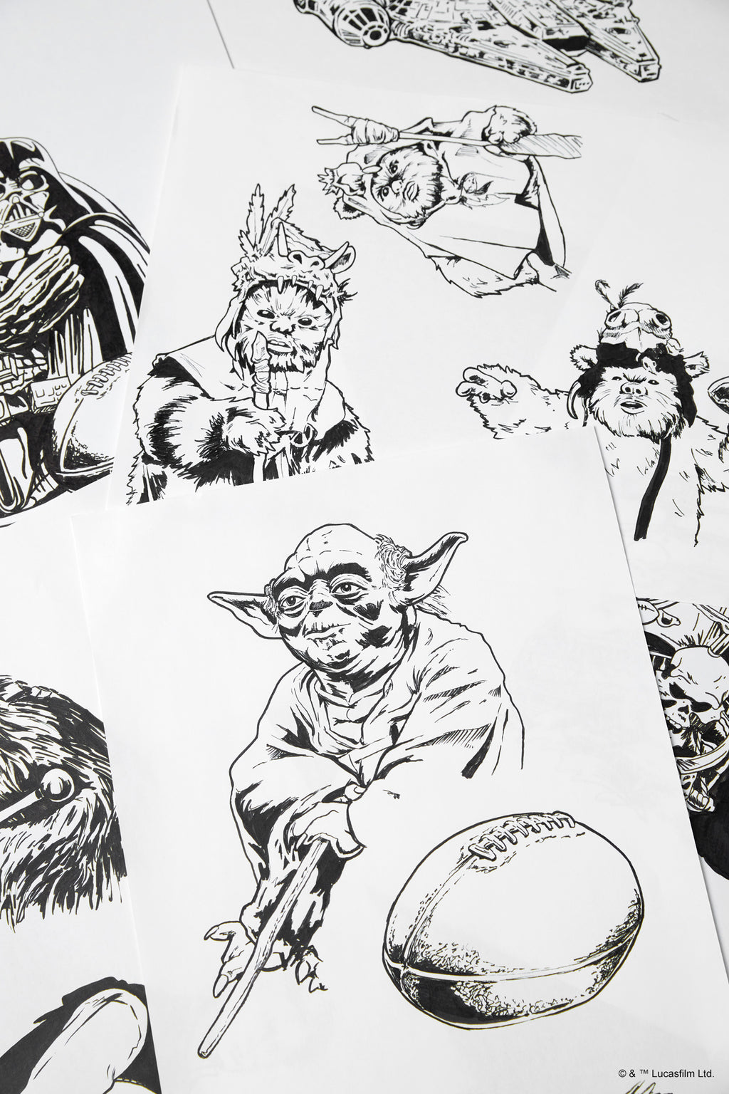 Sketches and early concepts from the HOMAGE design team’s NFL x Star Wars collaboration.