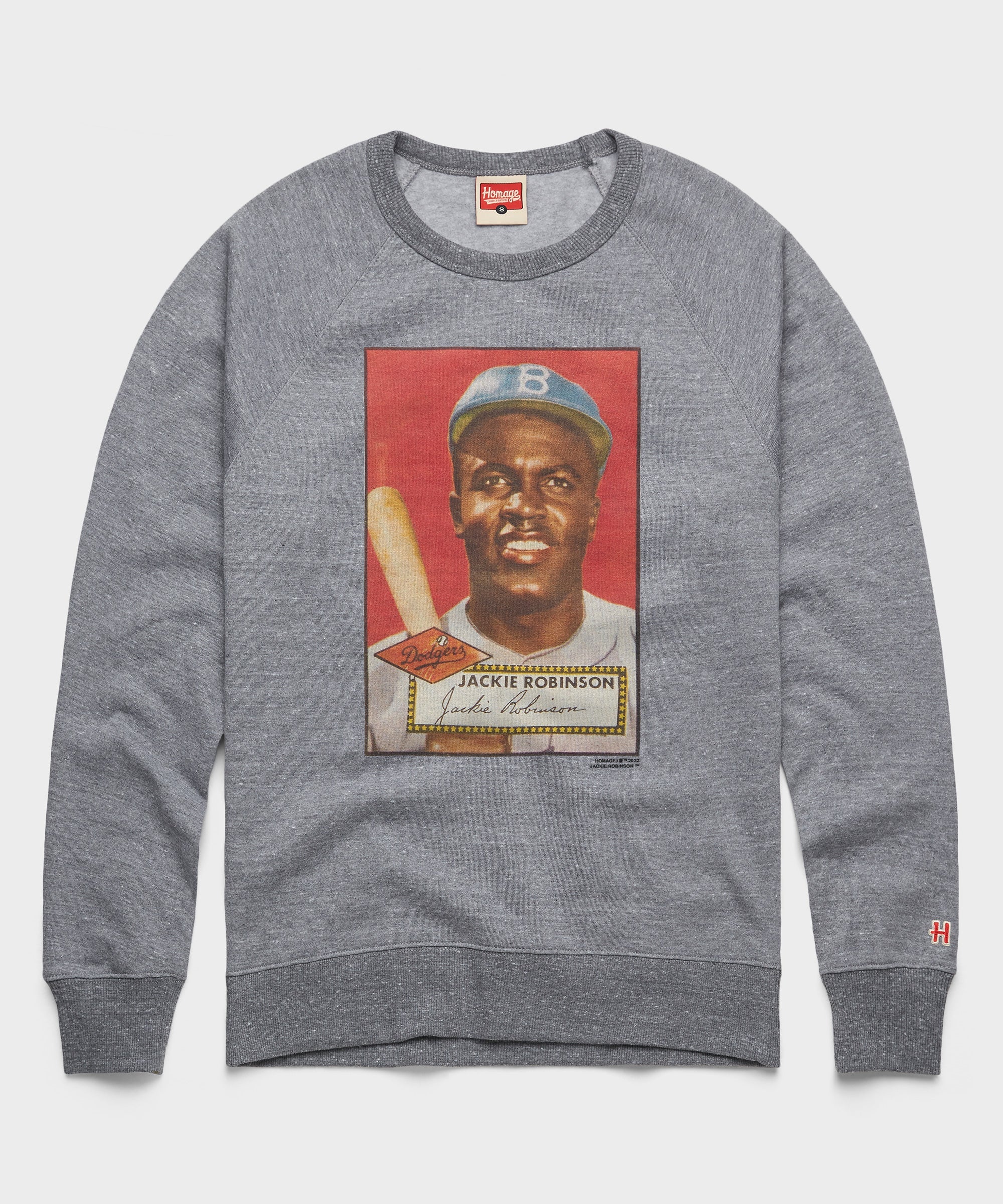 1952 Topps Baseball Jackie Robinson Dodgers Crewneck Grey