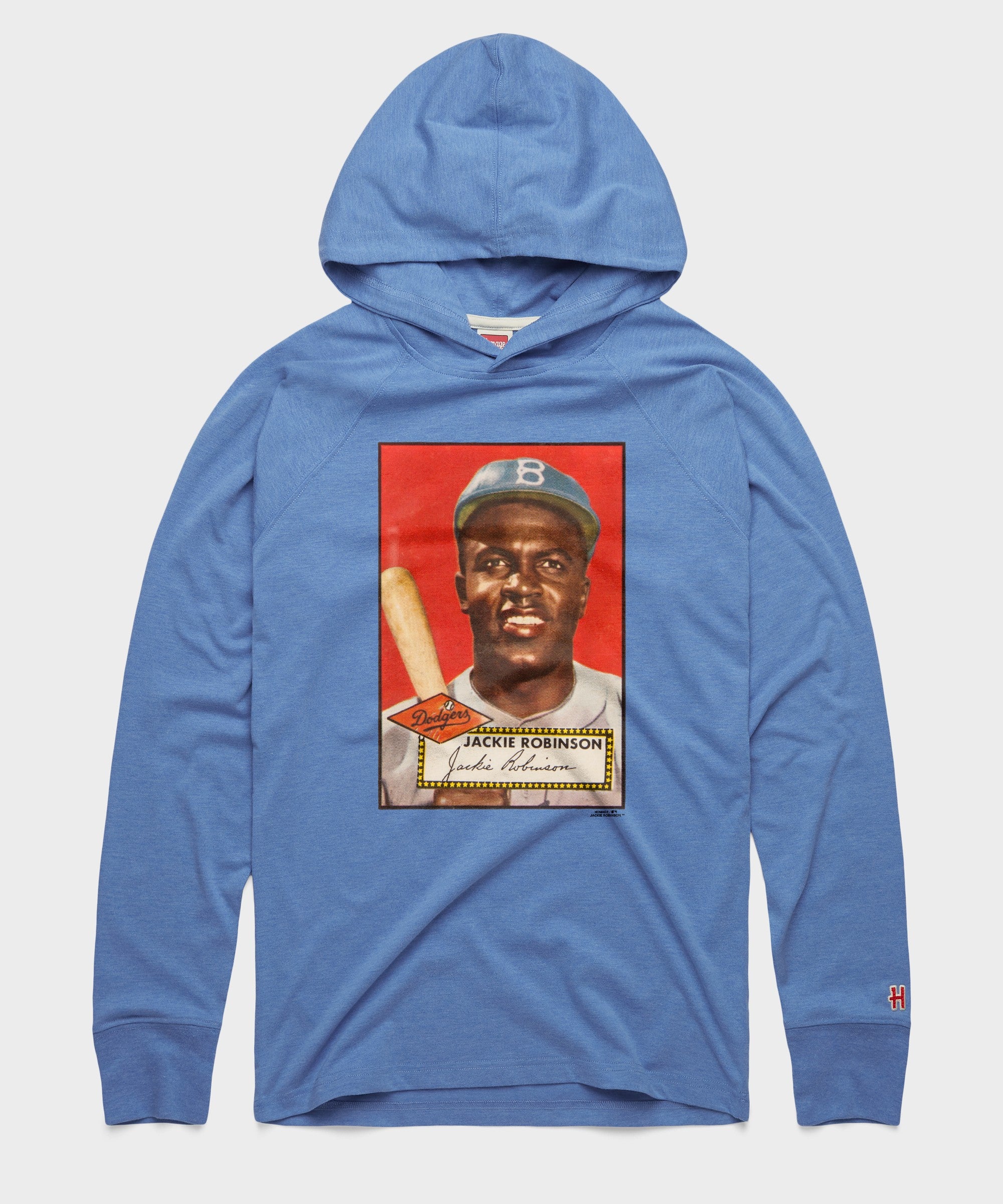 1952 Topps Baseball Jackie Robinson Dodgers Lightweight Hoodie