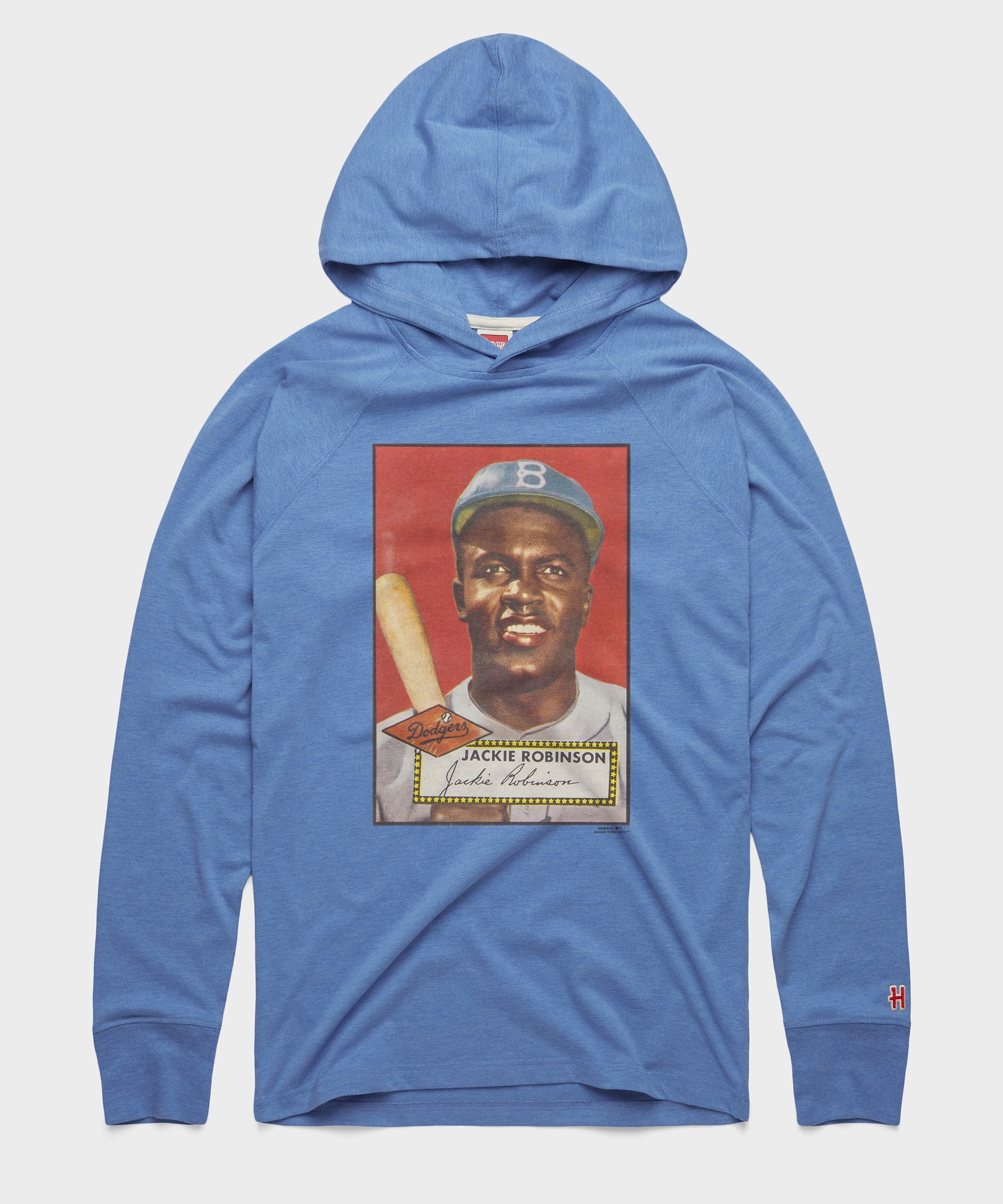1952 Topps Baseball Jackie Robinson Dodgers Lightweight Hoodie