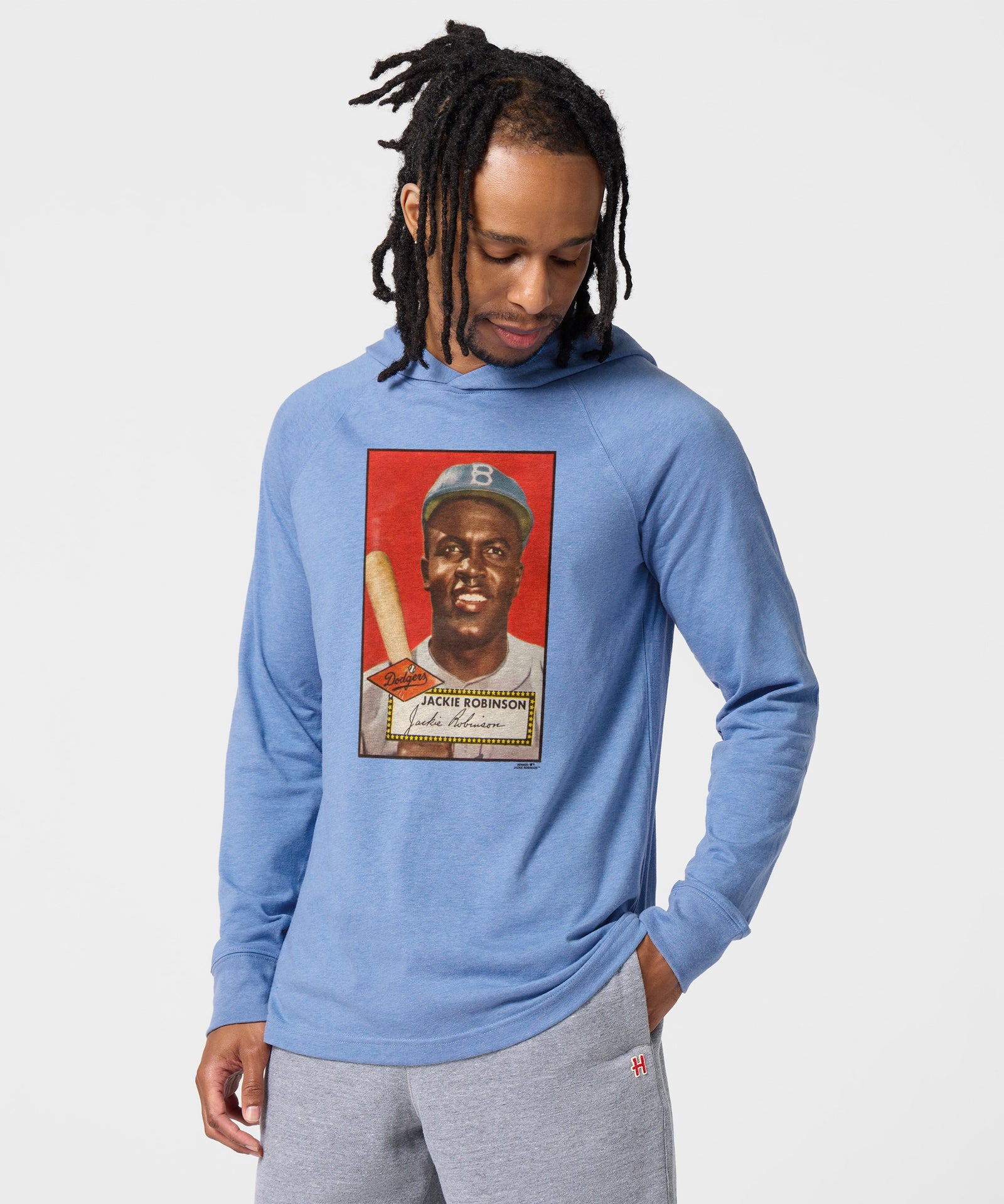 1952 Topps Baseball Jackie Robinson Dodgers Lightweight Hoodie