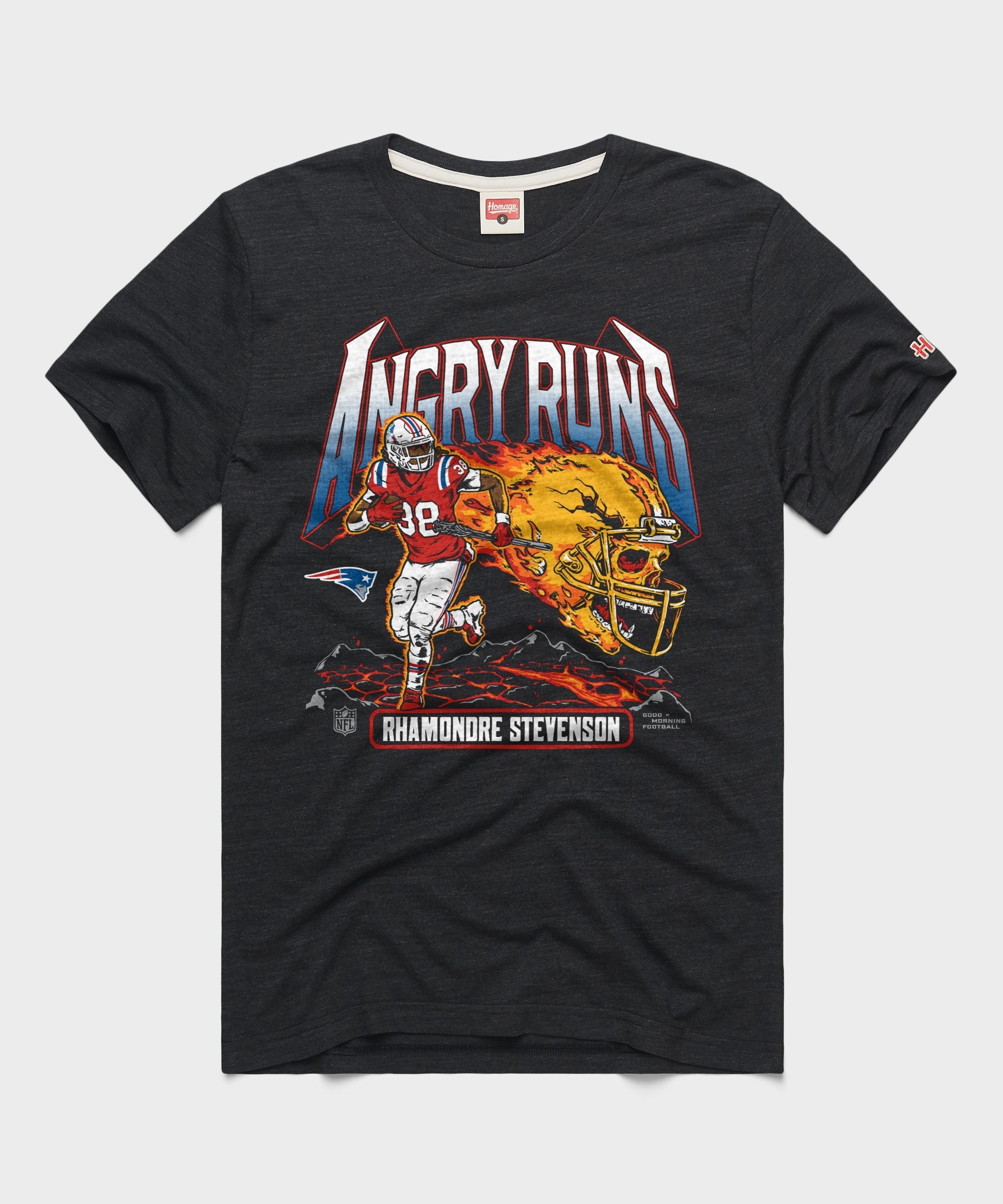 Angry Runs 2025 Patriots Rhamondre Stevenson Charcoal