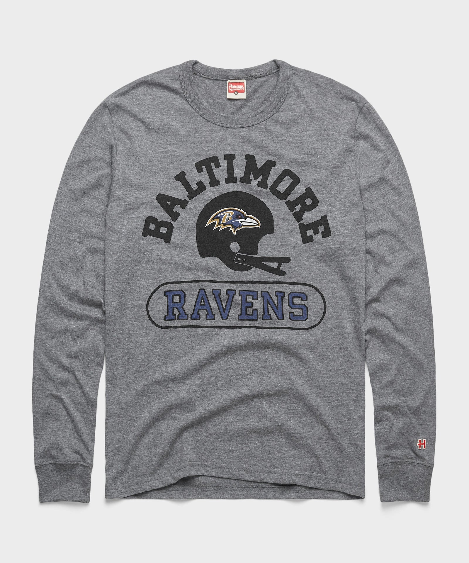 Baltimore Ravens Throwback Helmet Long Sleeve Tee