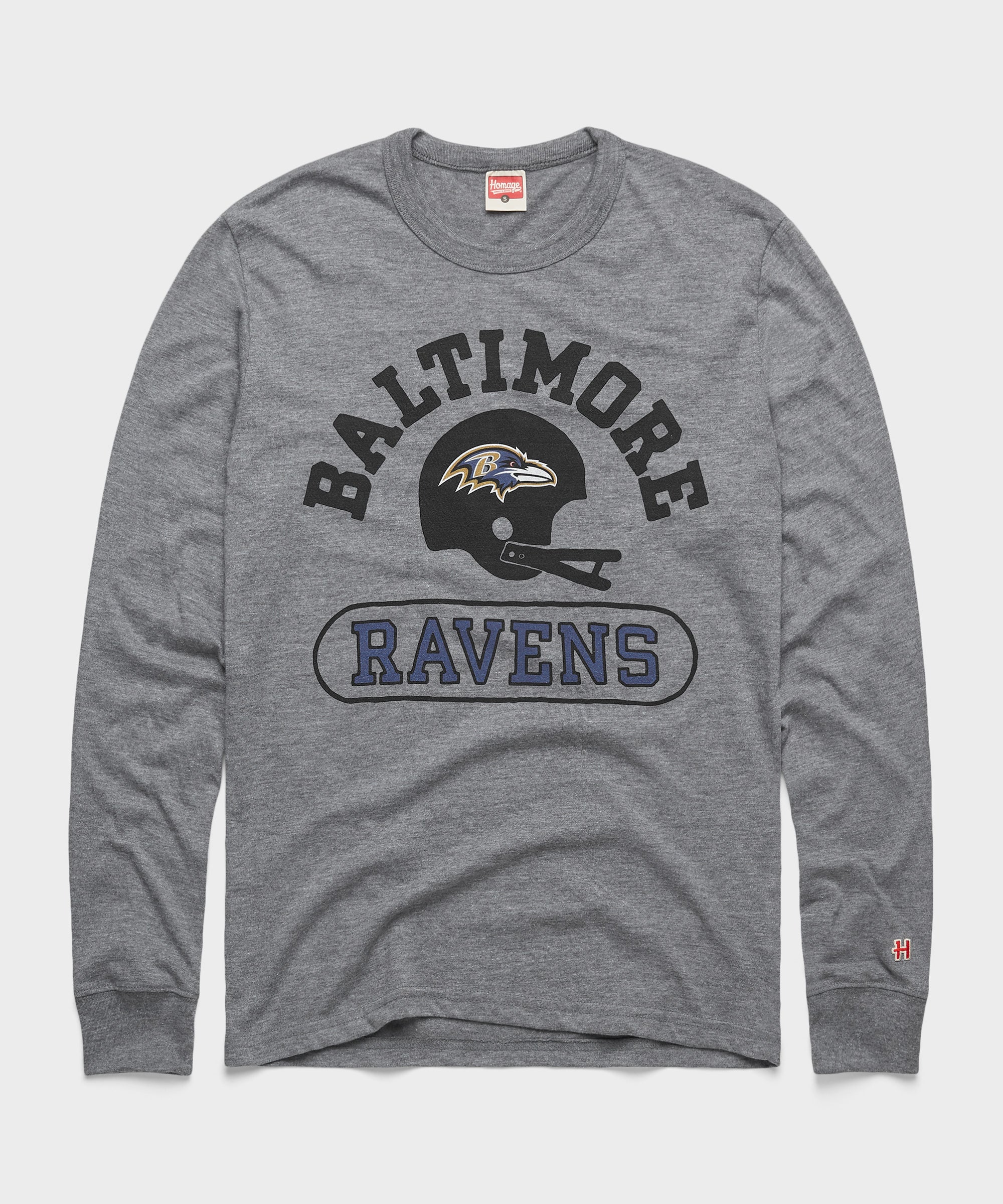 Baltimore Ravens Throwback Helmet Long Sleeve Tee