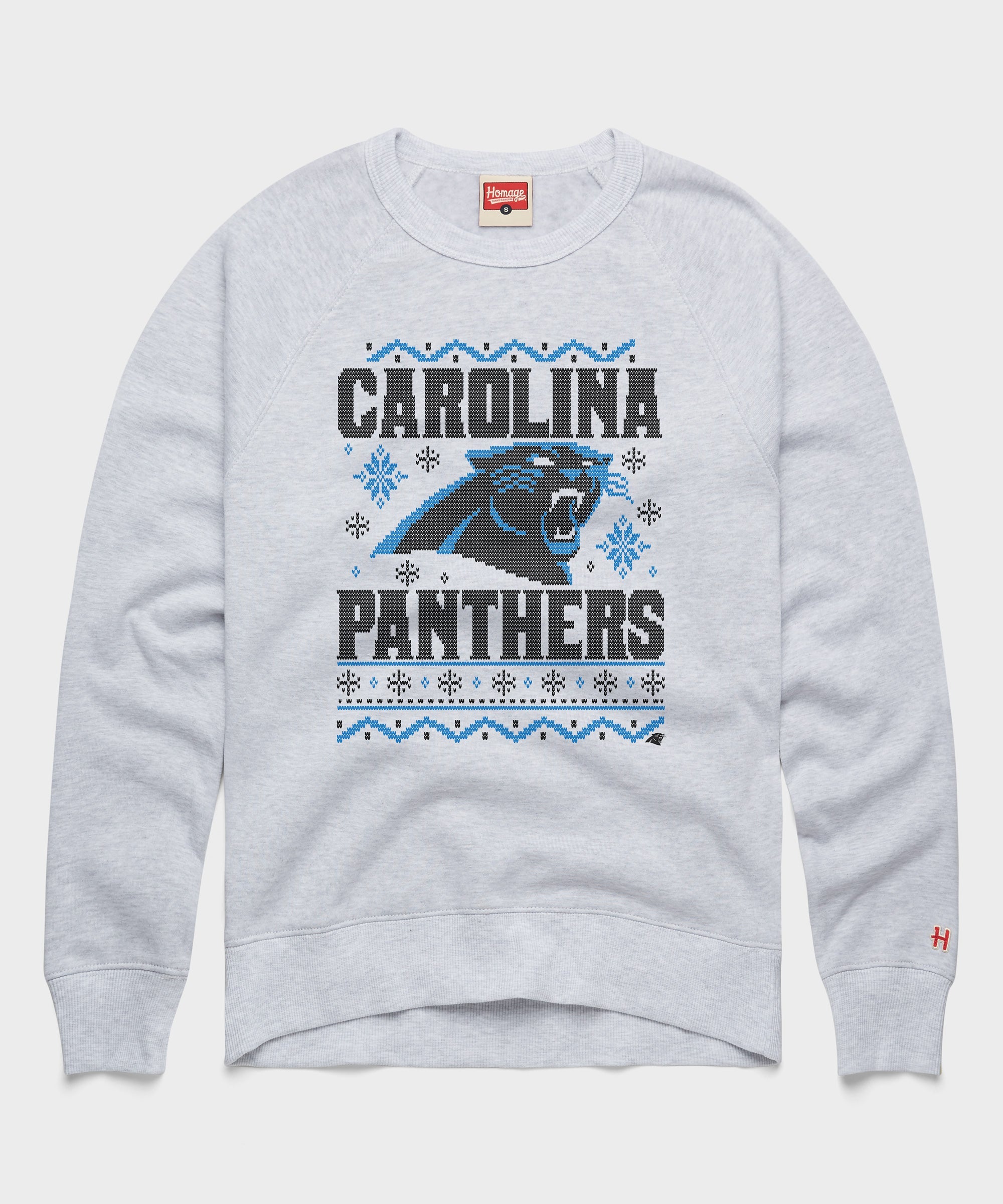 Carolina Panthers Holiday Crewneck Ash