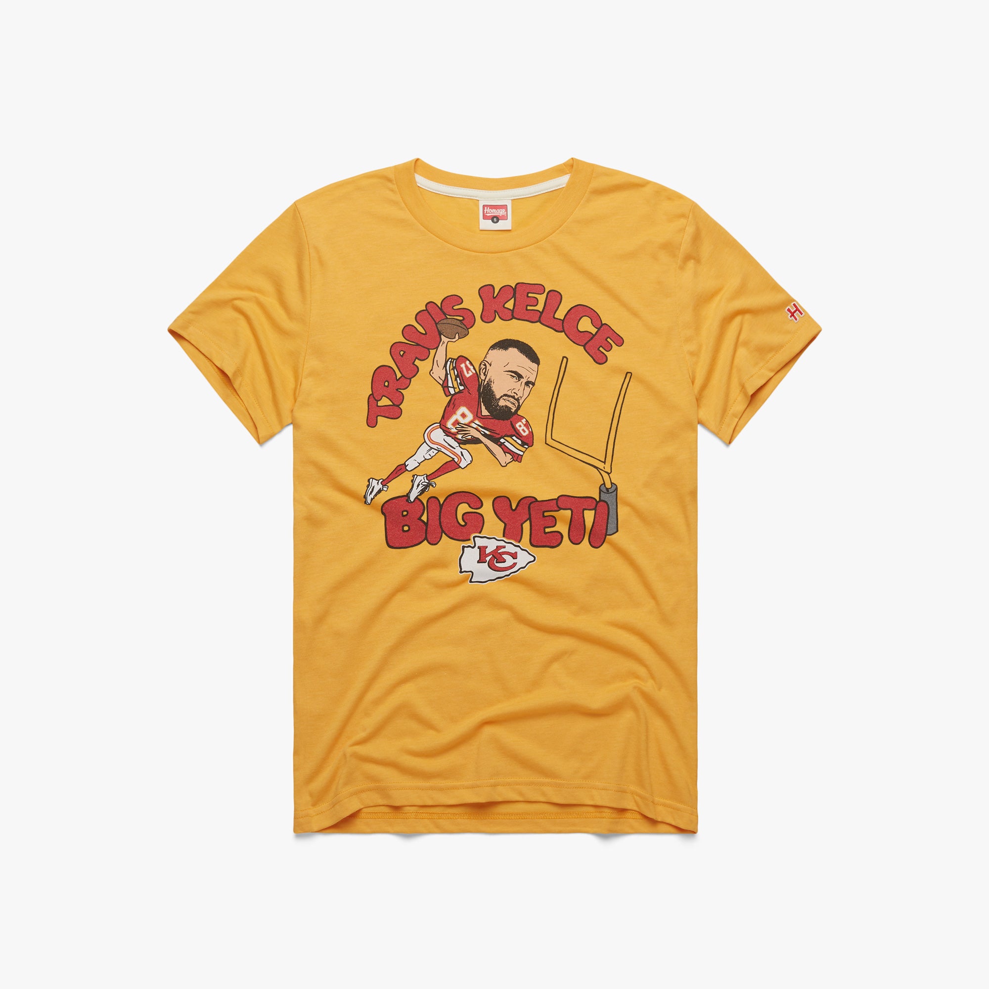 Kansas City Chiefs Travis Kelce Big Yeti T-Shirt from Homage. | Officially Licensed Vintage NFL Apparel from Homage Pro Shop.