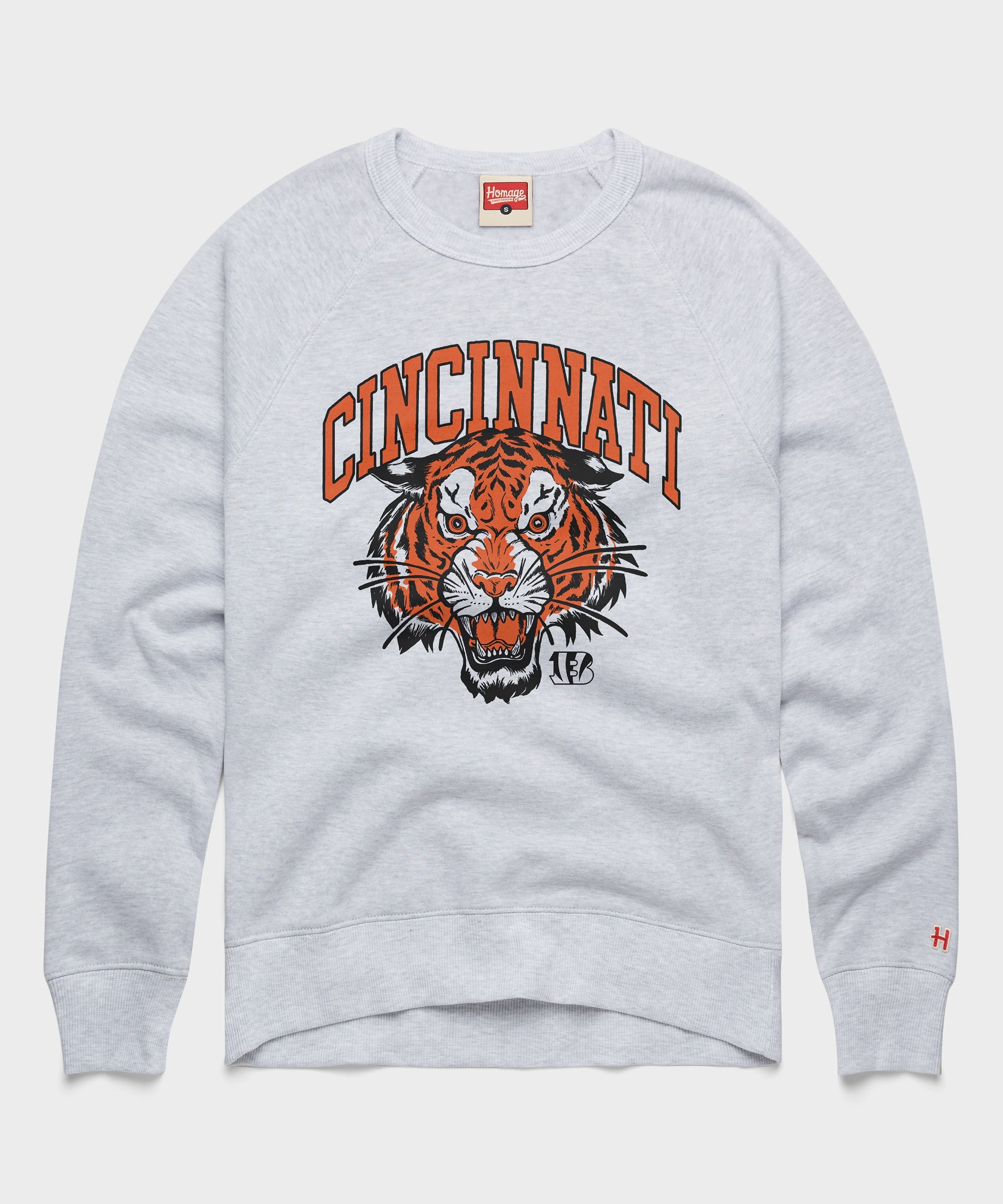 Cincinnati Bengals Tiger Head Crewneck Ash