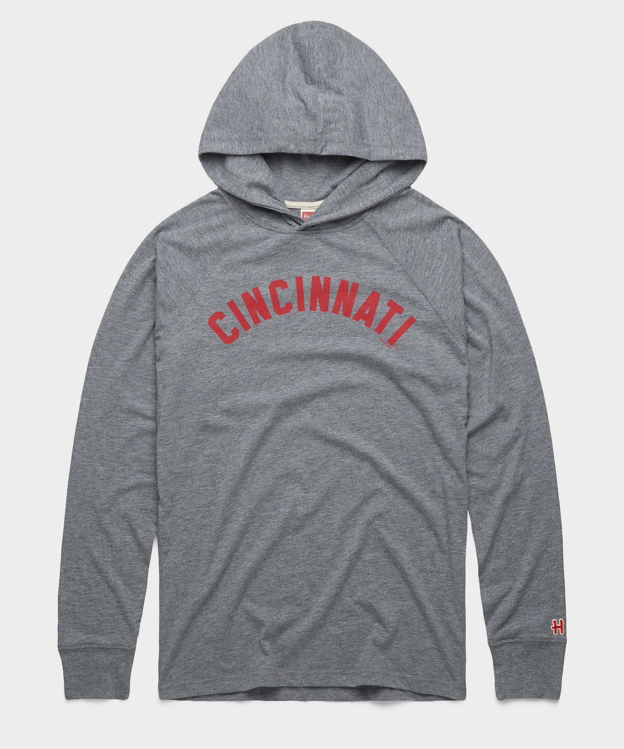 Cincinnati Reds Jersey Logo '67 Lightweight Hoodie Grey