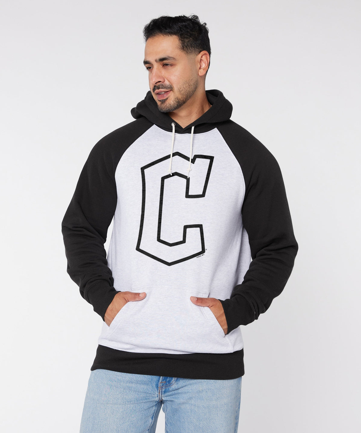Cleveland Guardians Cap Logo '22 Blackout Colorblock Hoodie