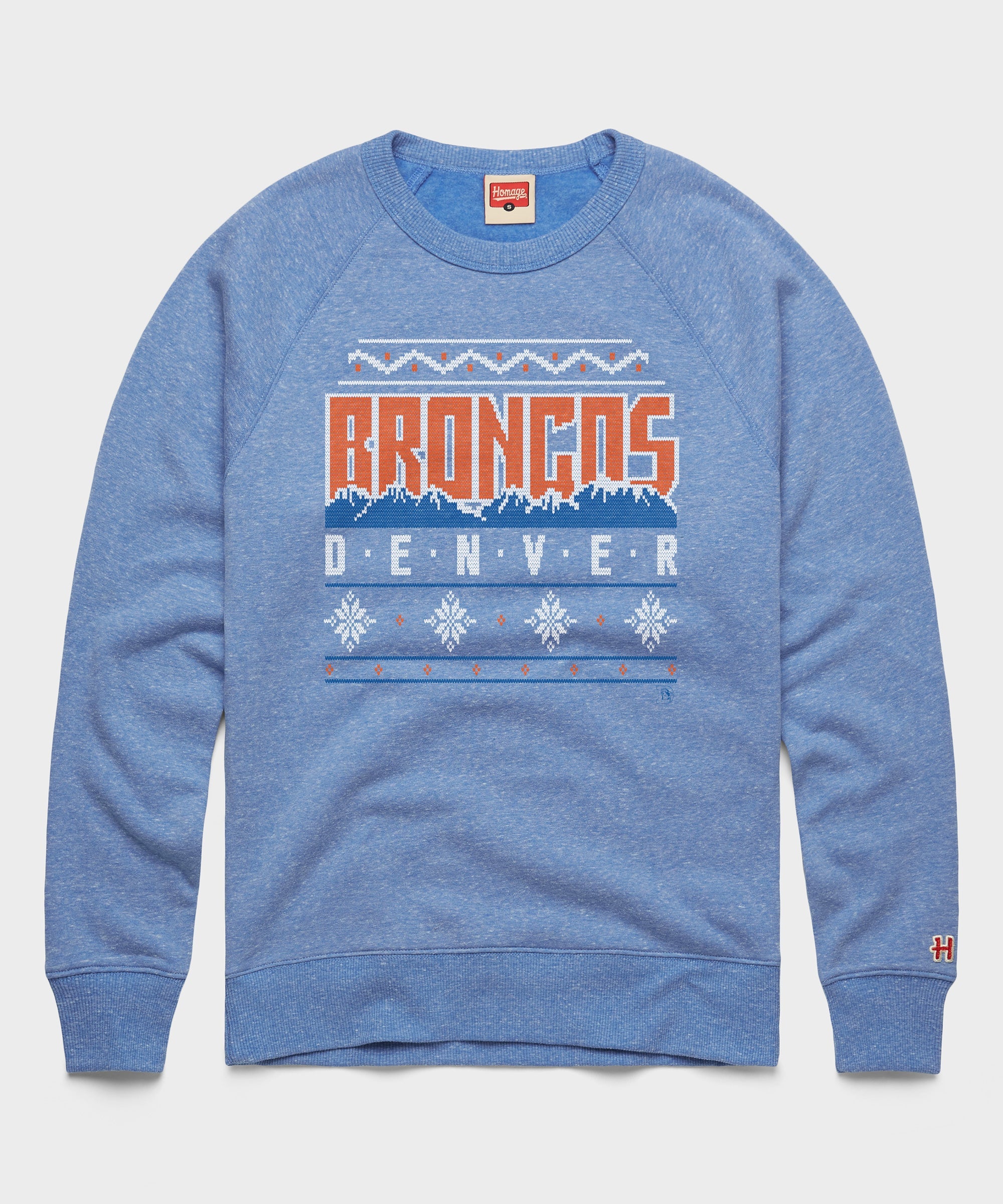 Denver Broncos Holiday Crewneck Light Blue