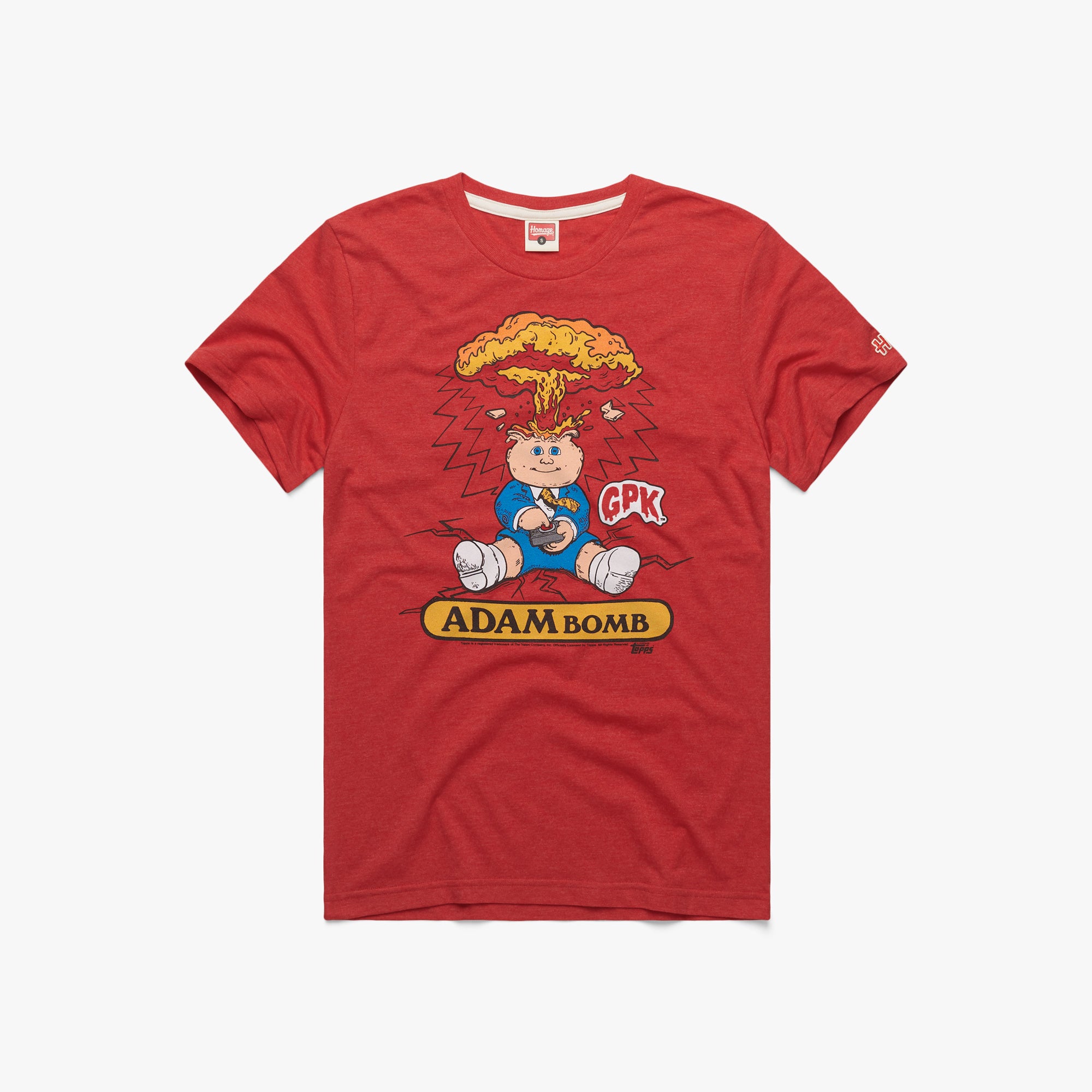 Garbage Pail Kids Adam Bomb T-Shirt from Homage. | Red | Vintage Apparel from Homage.