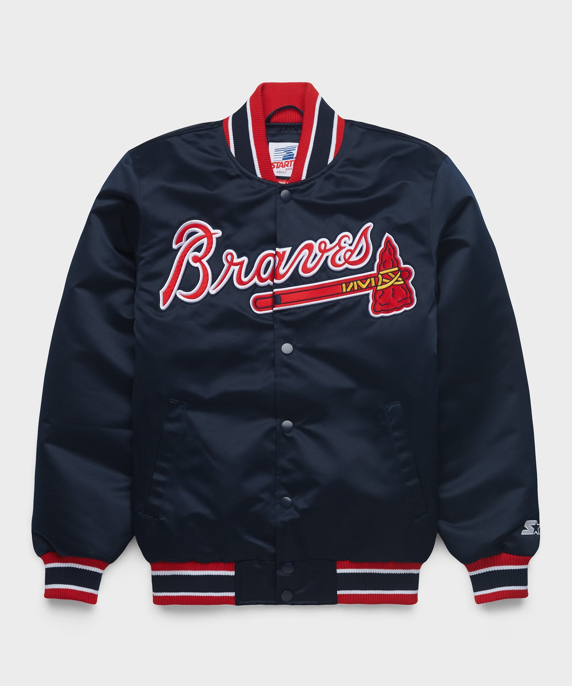 HOMAGE X Starter Braves Heavyweight Satin Jacket Navy