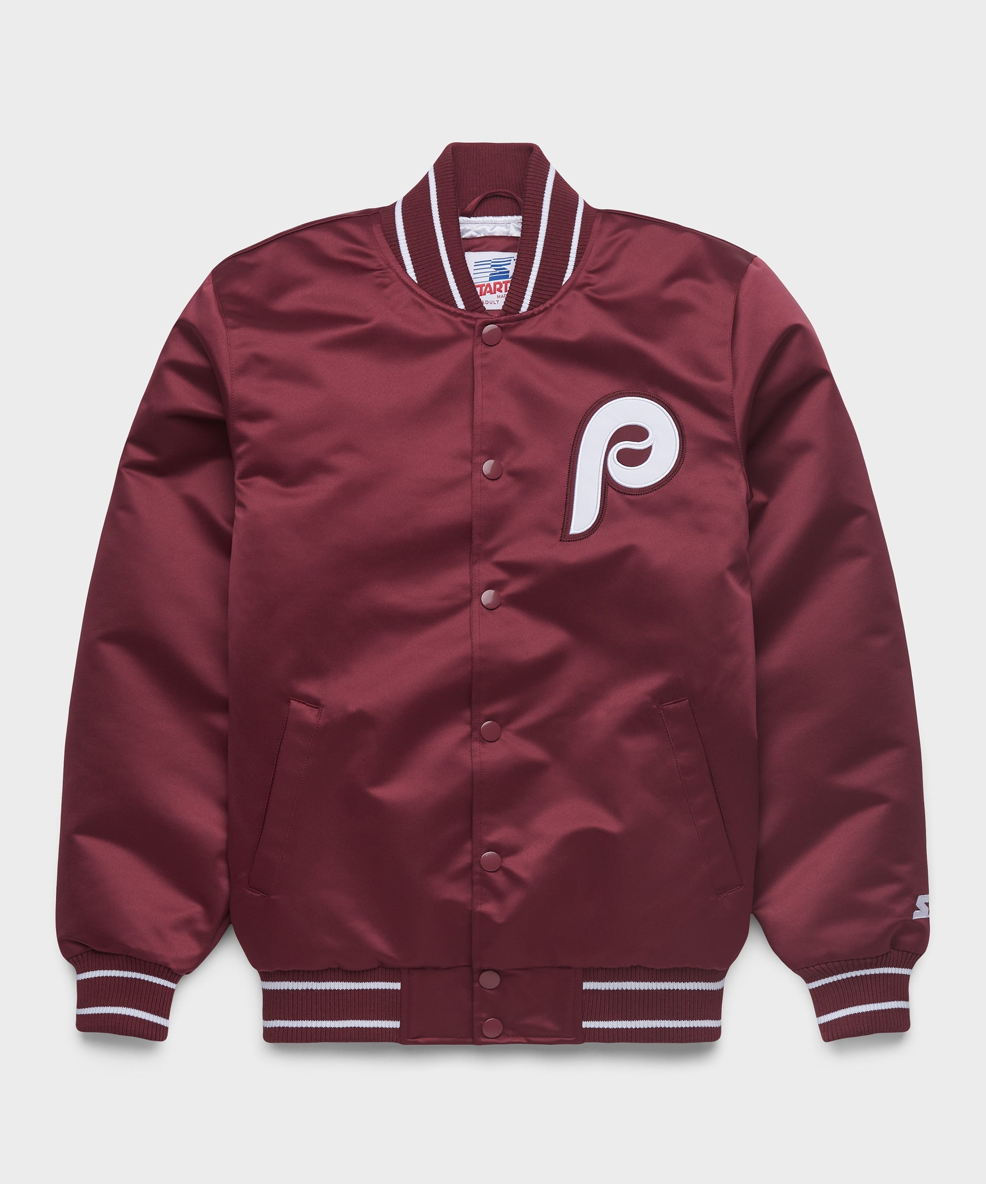 HOMAGE X Starter Phillies Heavyweight Satin Jacket Wine