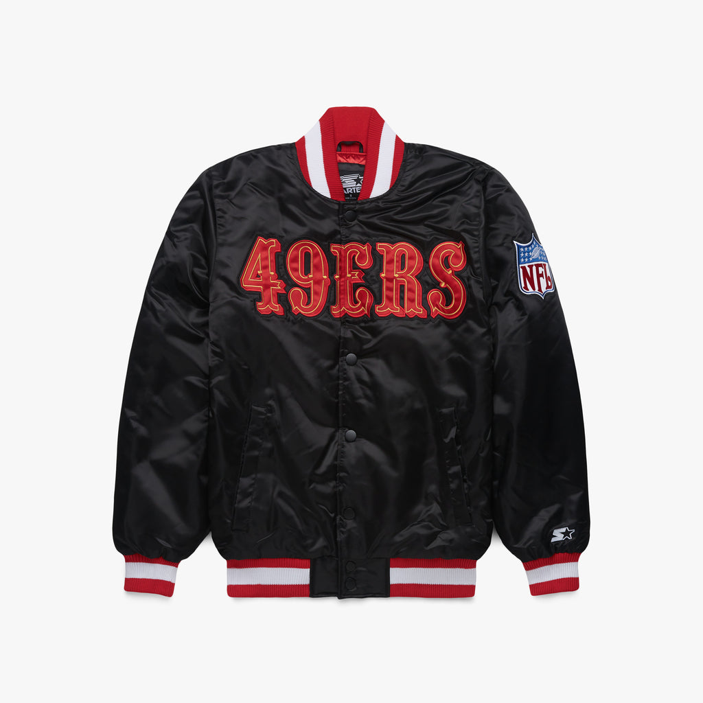 HOMAGE x Starter 49ers Blackout Satin Jacket | Retro NFL Jacket