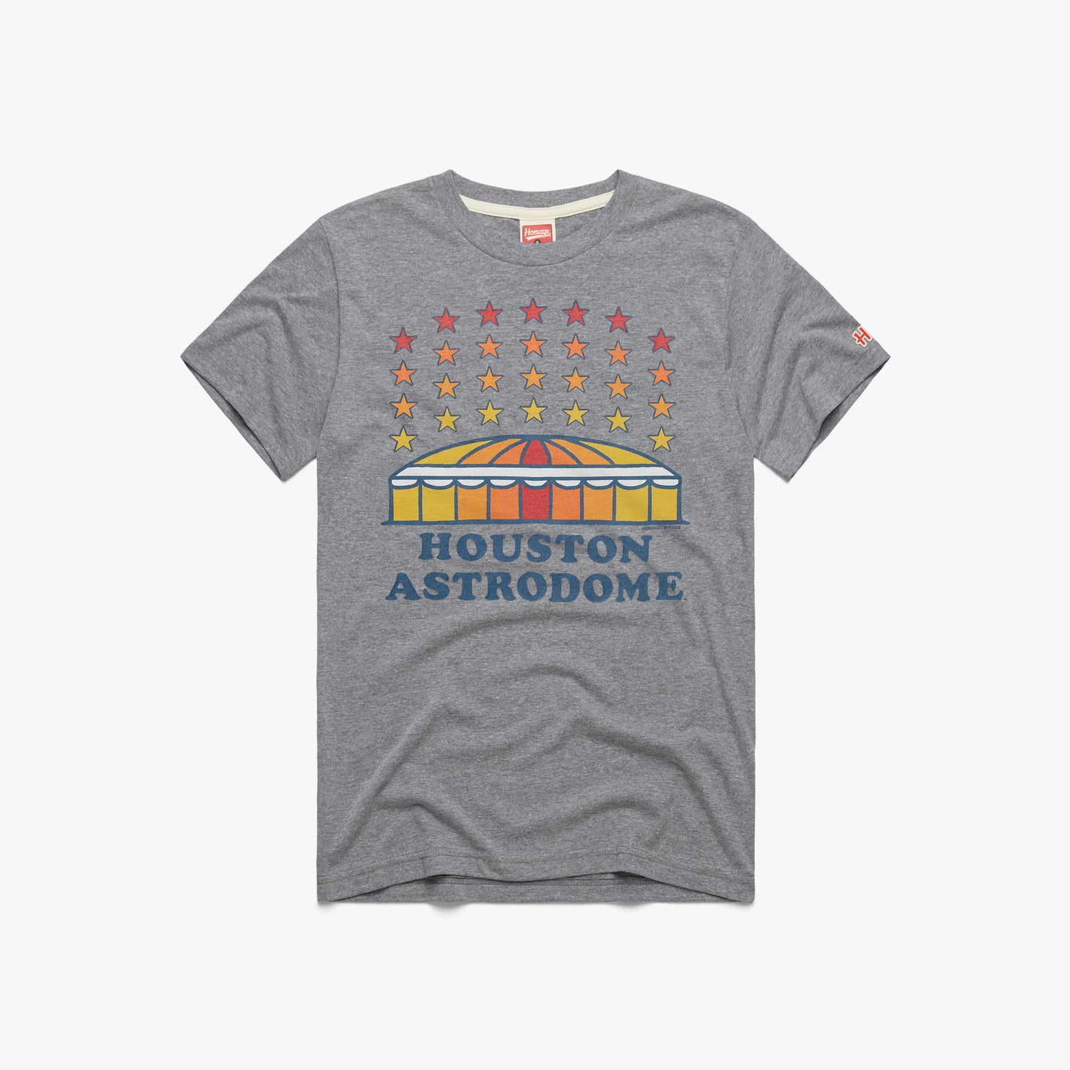 Houston Astrodome Stars T-Shirt from Homage. | Grey | Vintage Apparel from Homage.