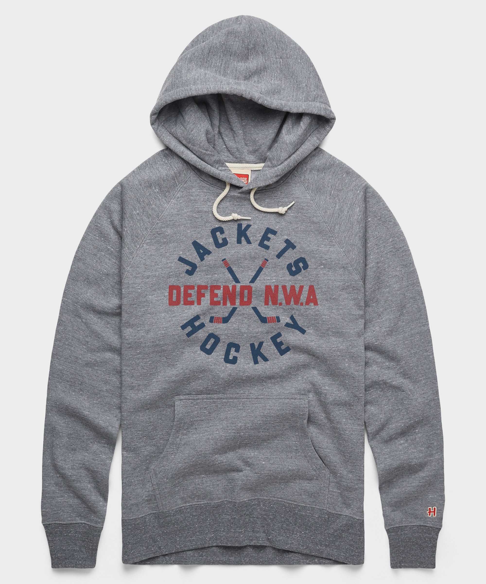 Jackets Hockey Defend NWA Hoodie Grey