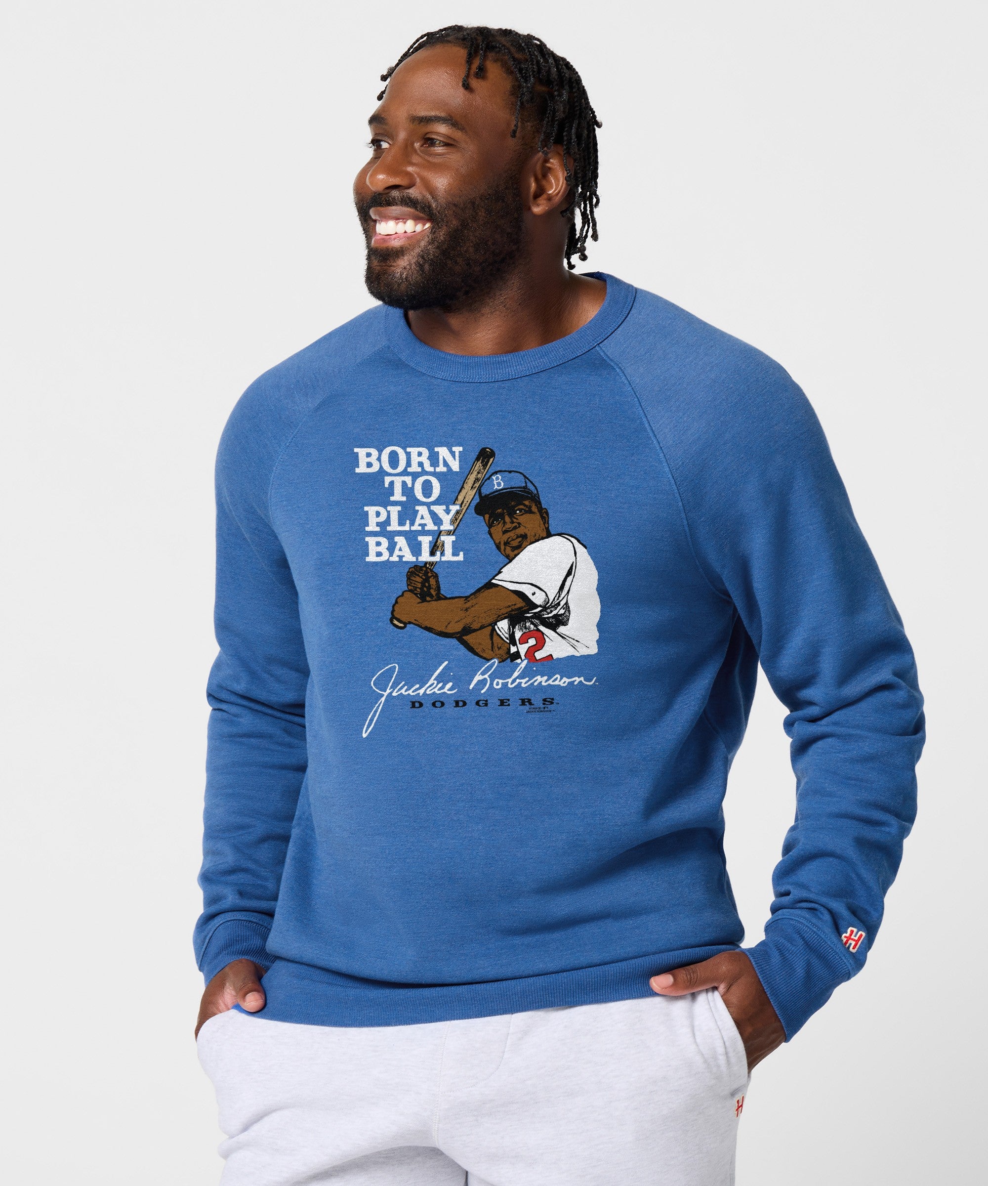 Jackie Robinson Born To Play Ball Crewneck