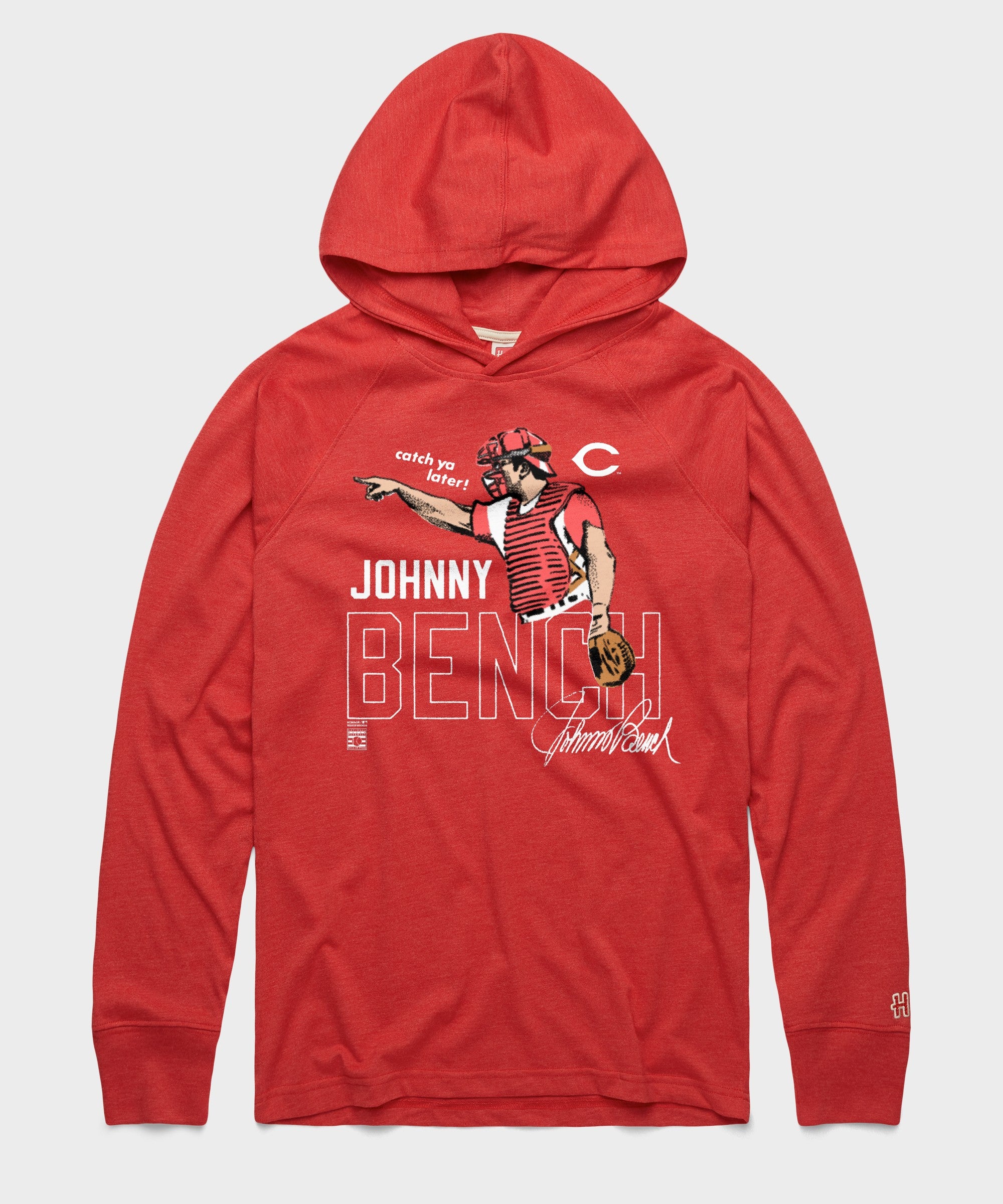 Johnny Bench Reds Lightweight Hoodie