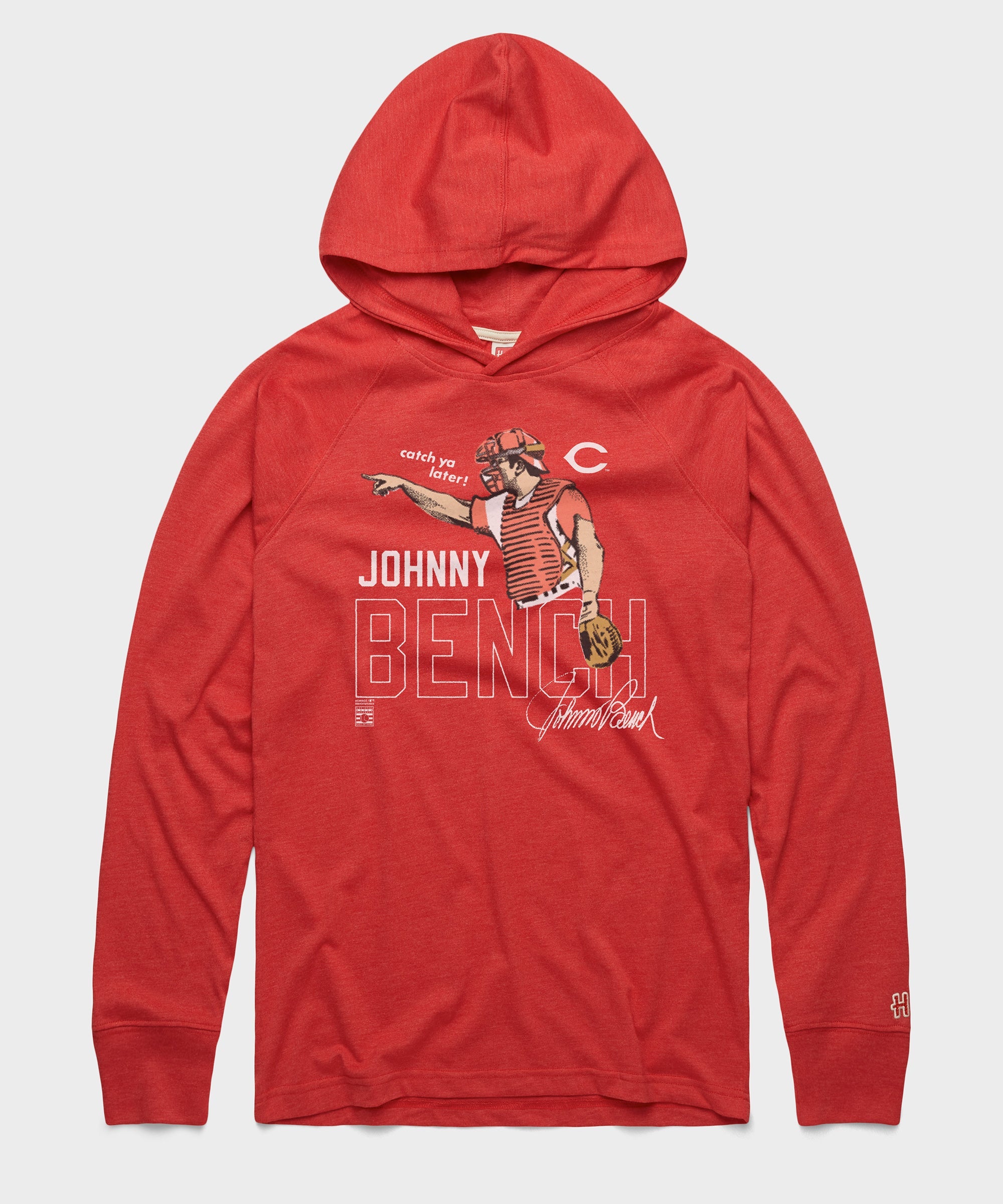Johnny Bench Reds Lightweight Hoodie