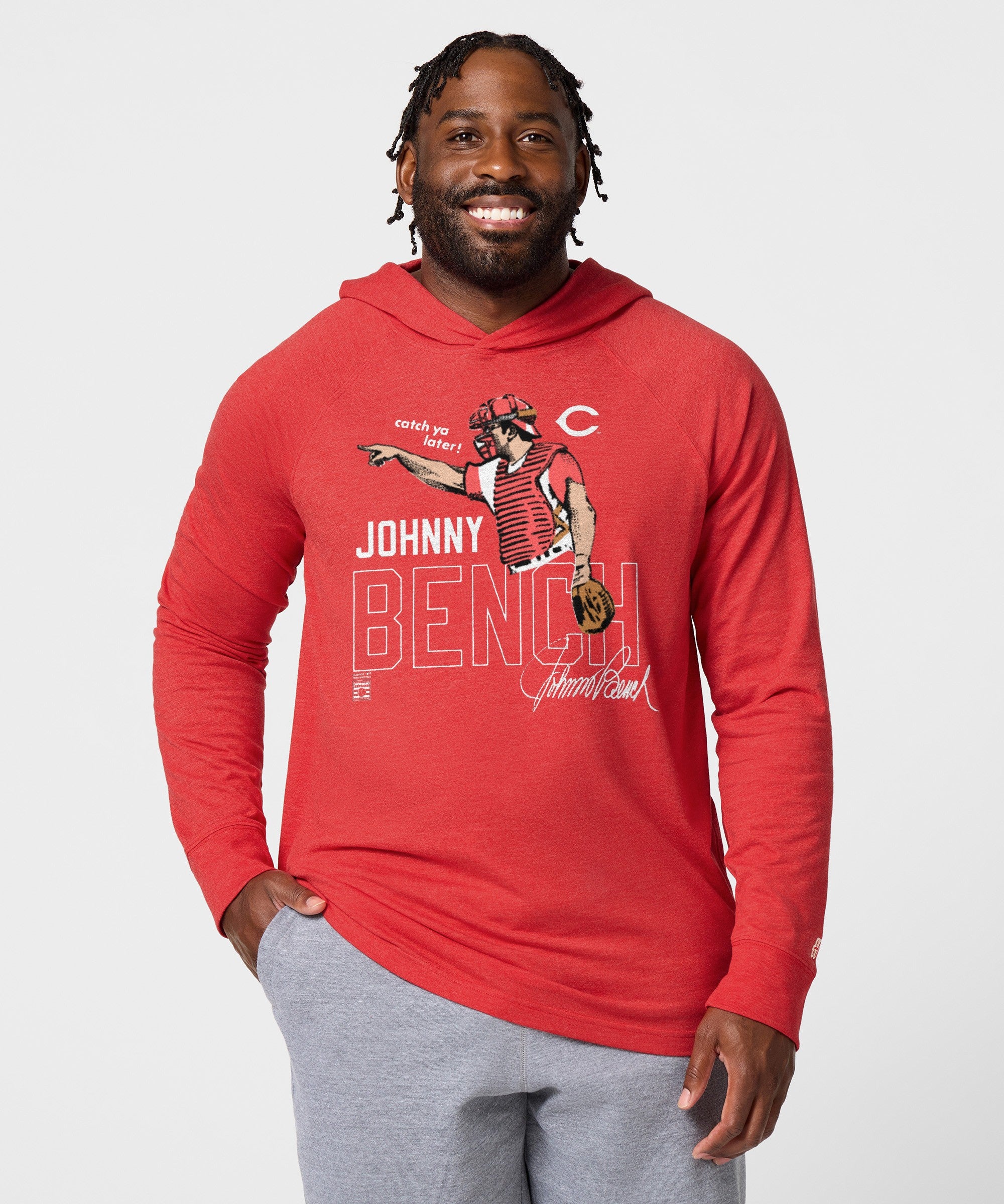Johnny Bench Reds Lightweight Hoodie