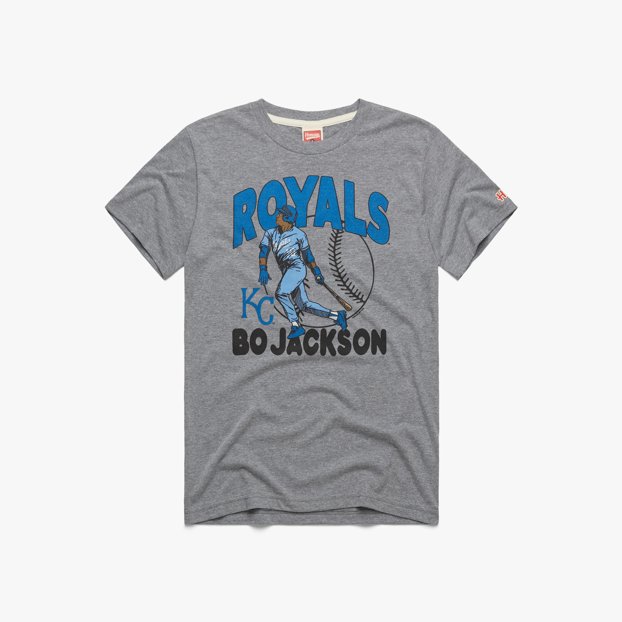 Kansas City Royals Bo Jackson T-Shirt from Homage. | Grey | Vintage Apparel from Homage.