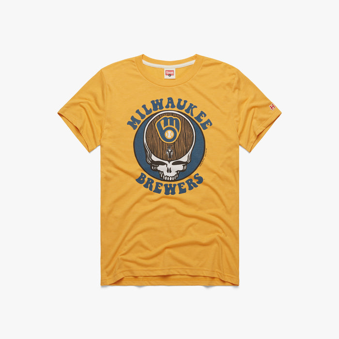 Milwaukee Brewers Christian Yelich T-Shirt from Homage. | Grey | Vintage Apparel from Homage.
