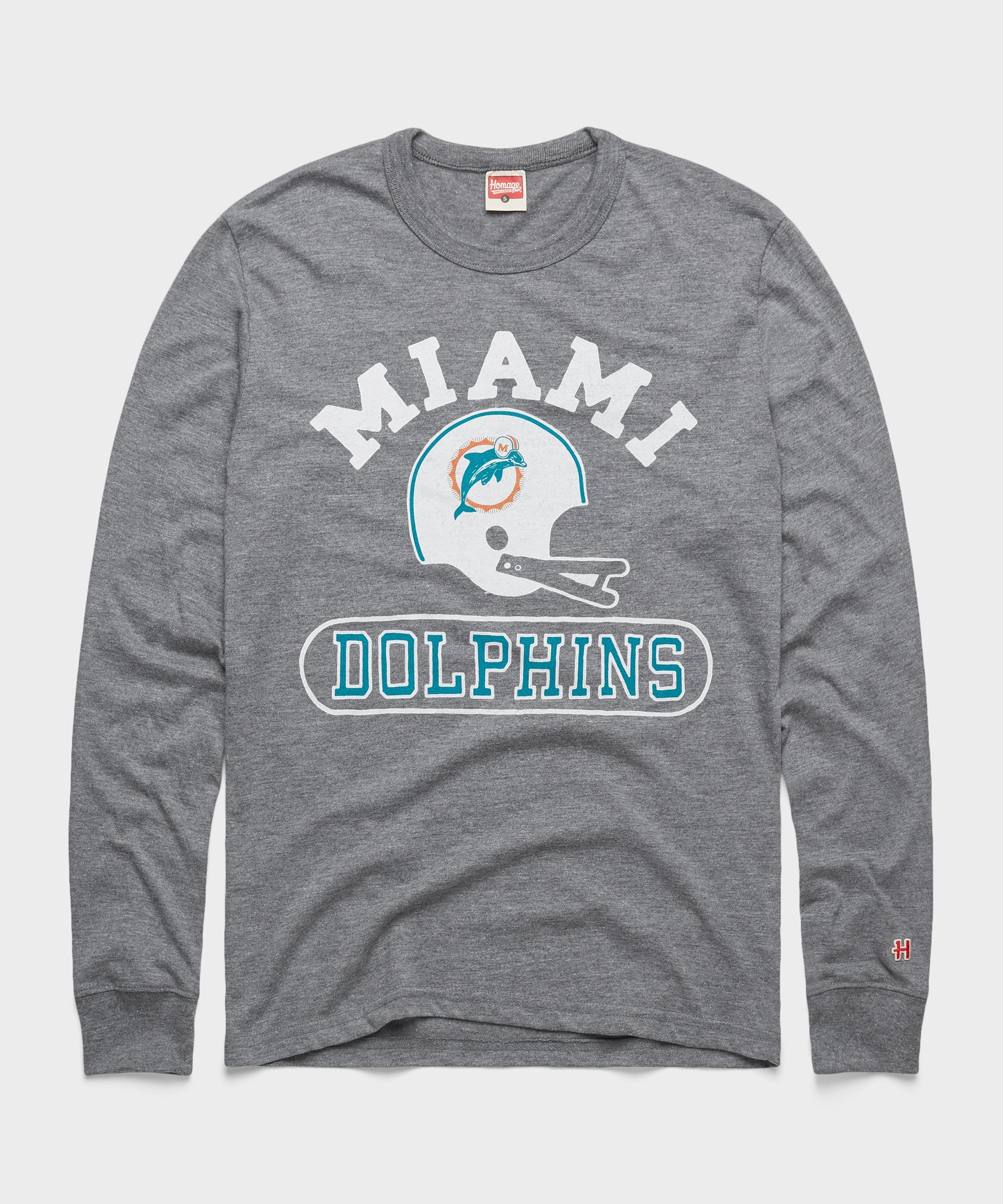 Miami Dolphins Throwback Helmet Long Sleeve Tee