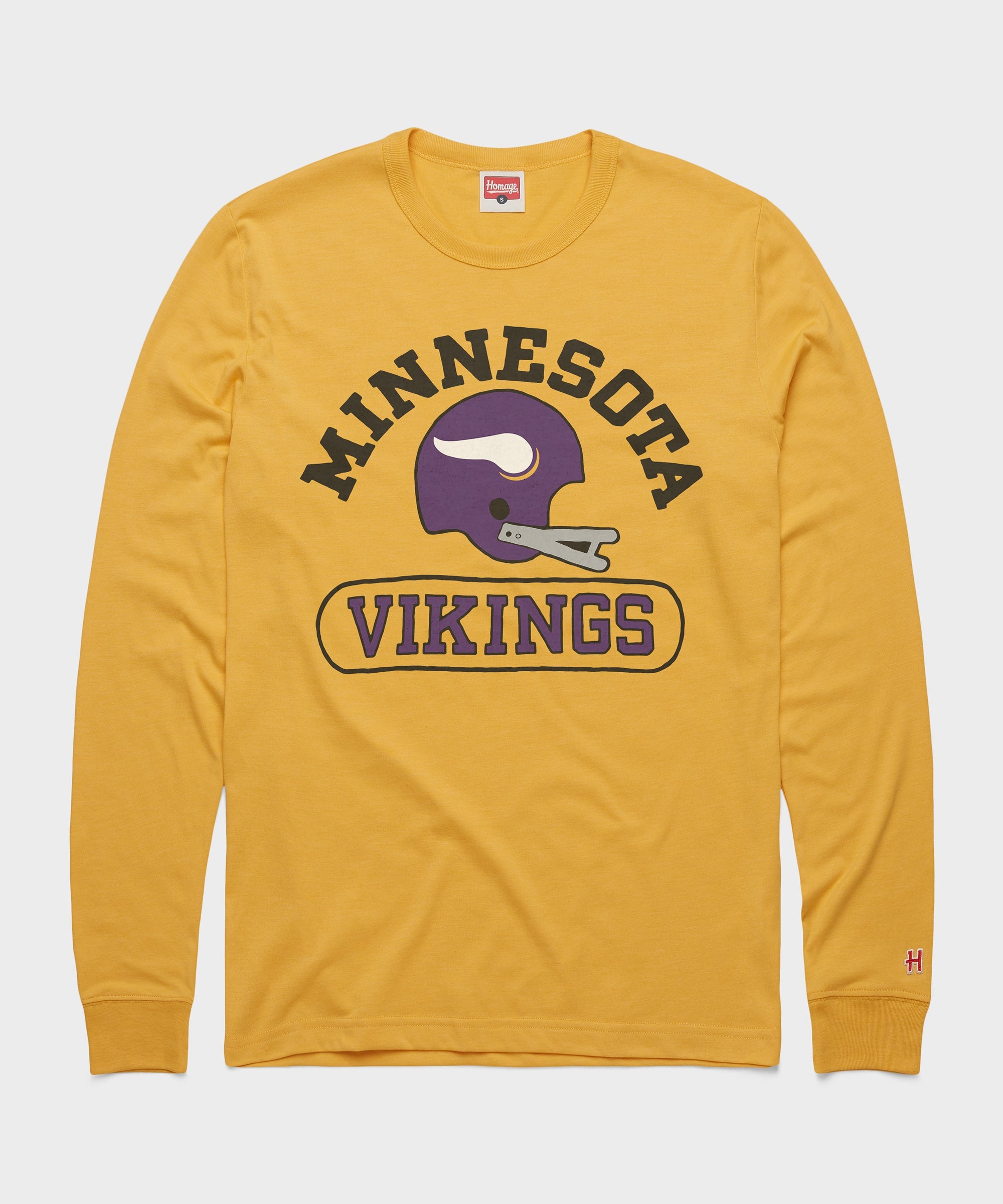 Minnesota Vikings Throwback Helmet Long Sleeve Tee Gold