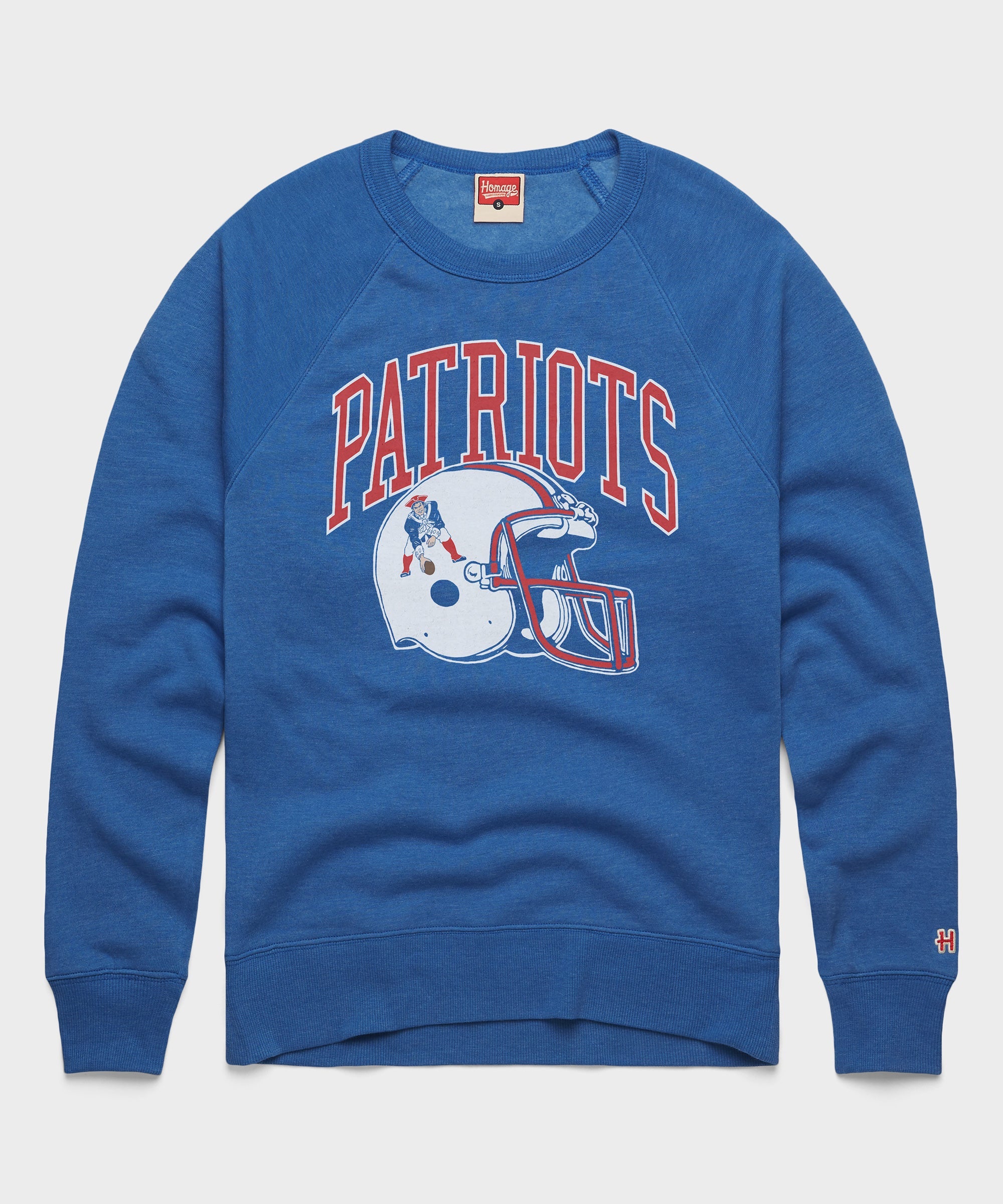 New England Patriots Helmet Retro Crewneck Royal Blue