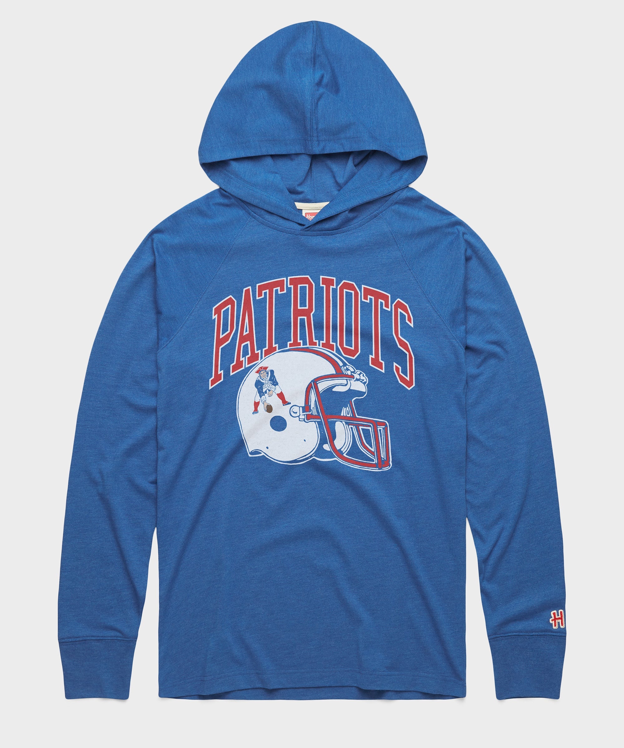 New England Patriots Helmet Retro Lightweight Hoodie Royal Blue