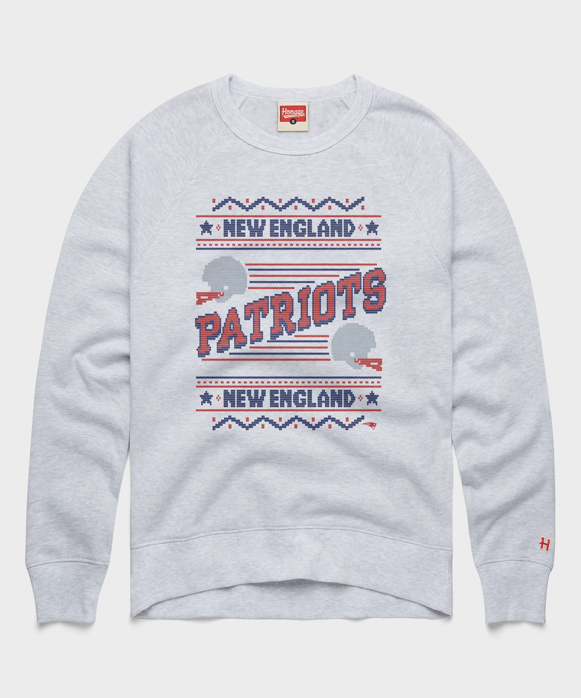 New England Patriots Holiday Crewneck Ash