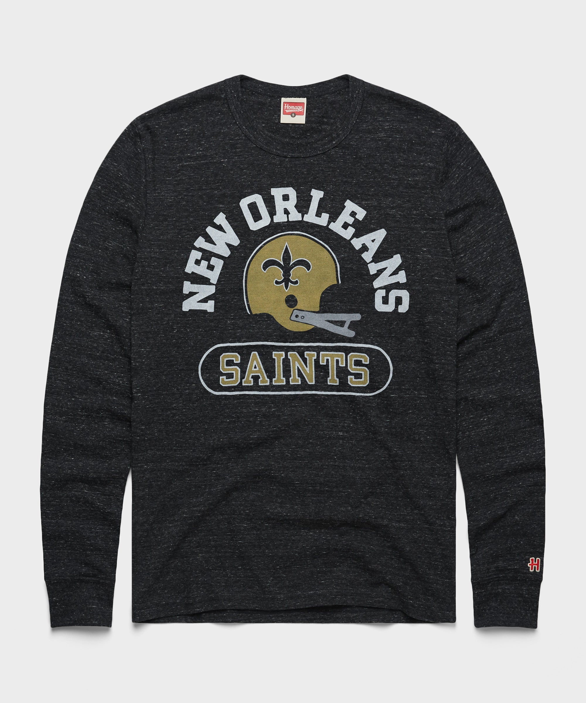 New Orleans Saints Throwback Helmet Long Sleeve Tee