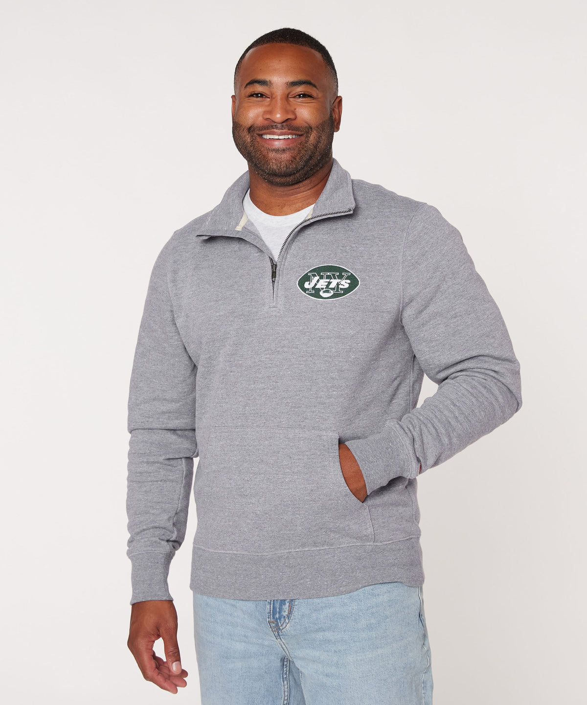 New York Jets Alt Logo '64 Applique Quarter Zip Pullover