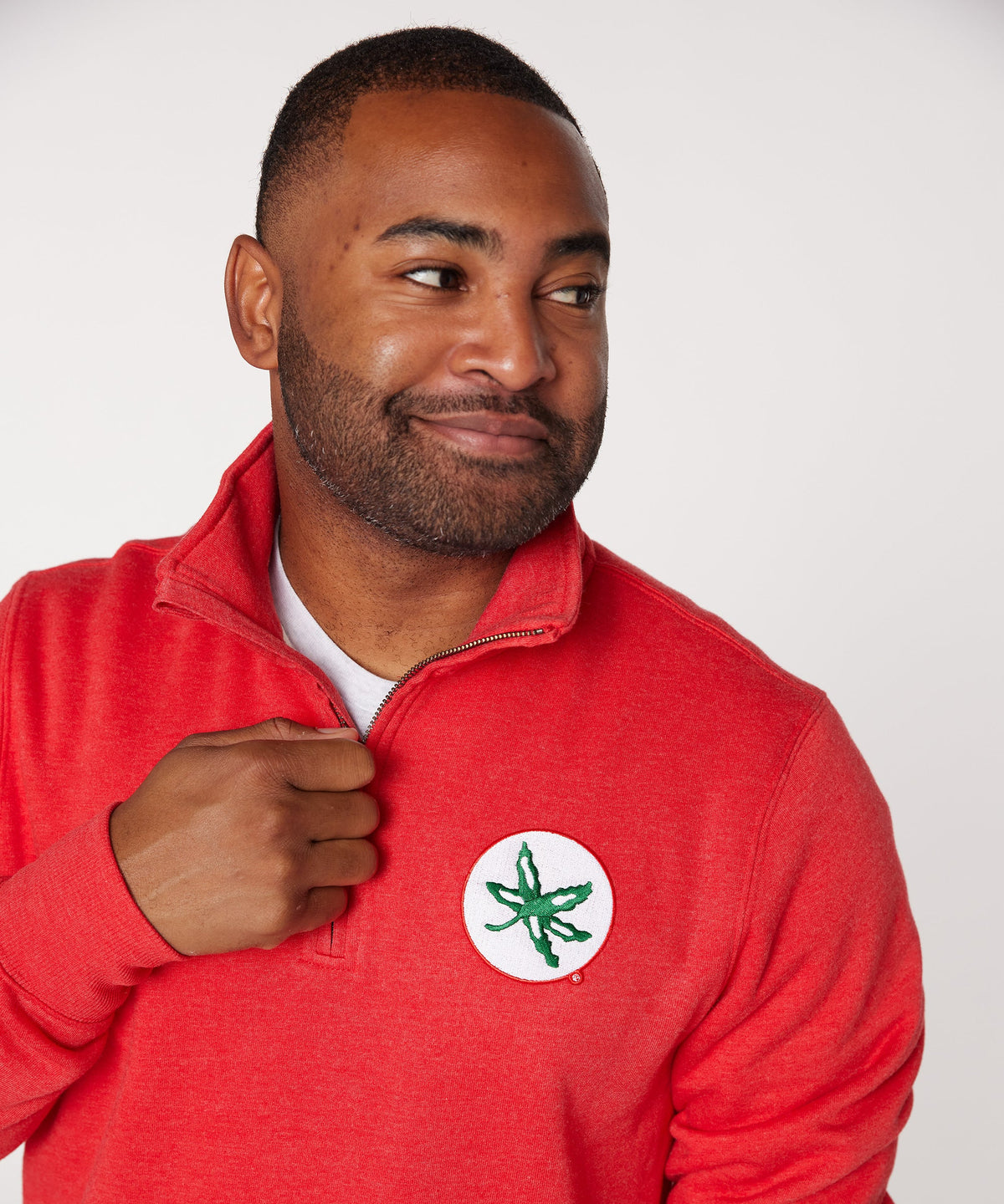 Ohio State Buckeye Leaf Applique Quarter Zip Pullover