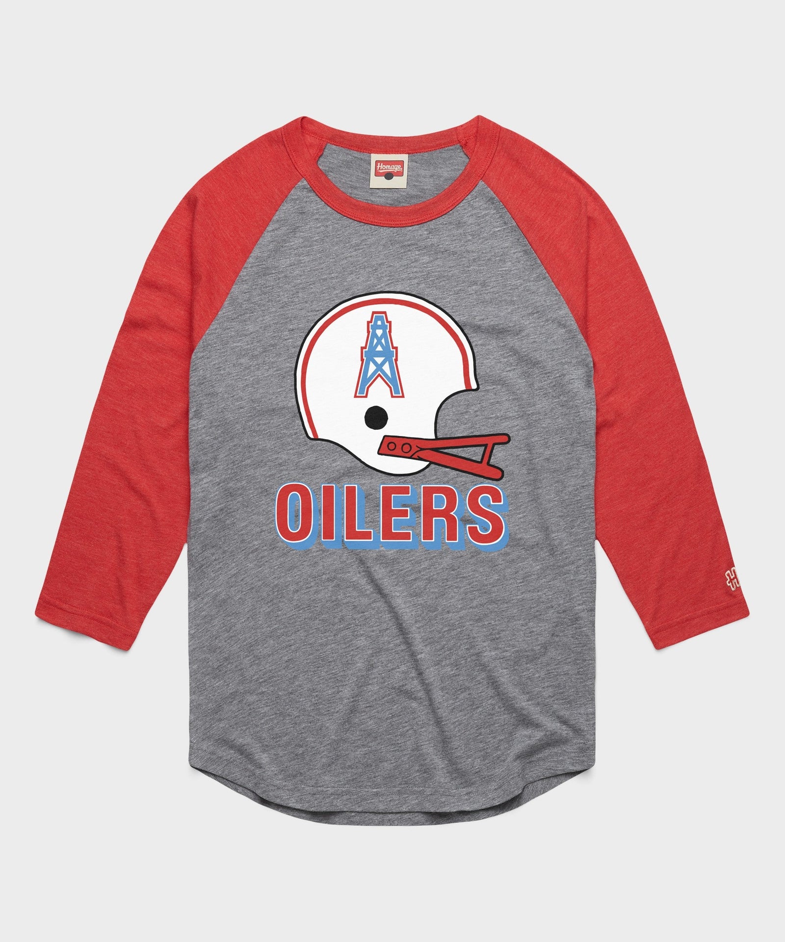 oilers football big helmet raglan