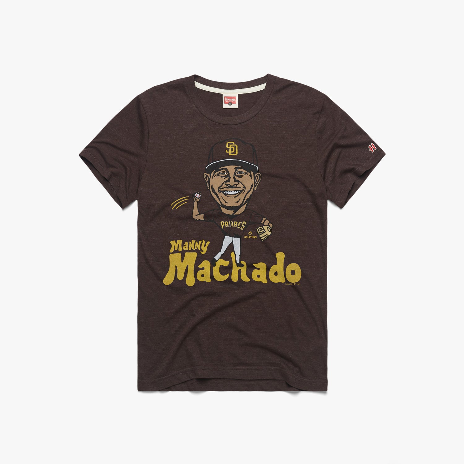 Padres Manny Machado T-Shirt from Homage. | Brown | Vintage Apparel from Homage.