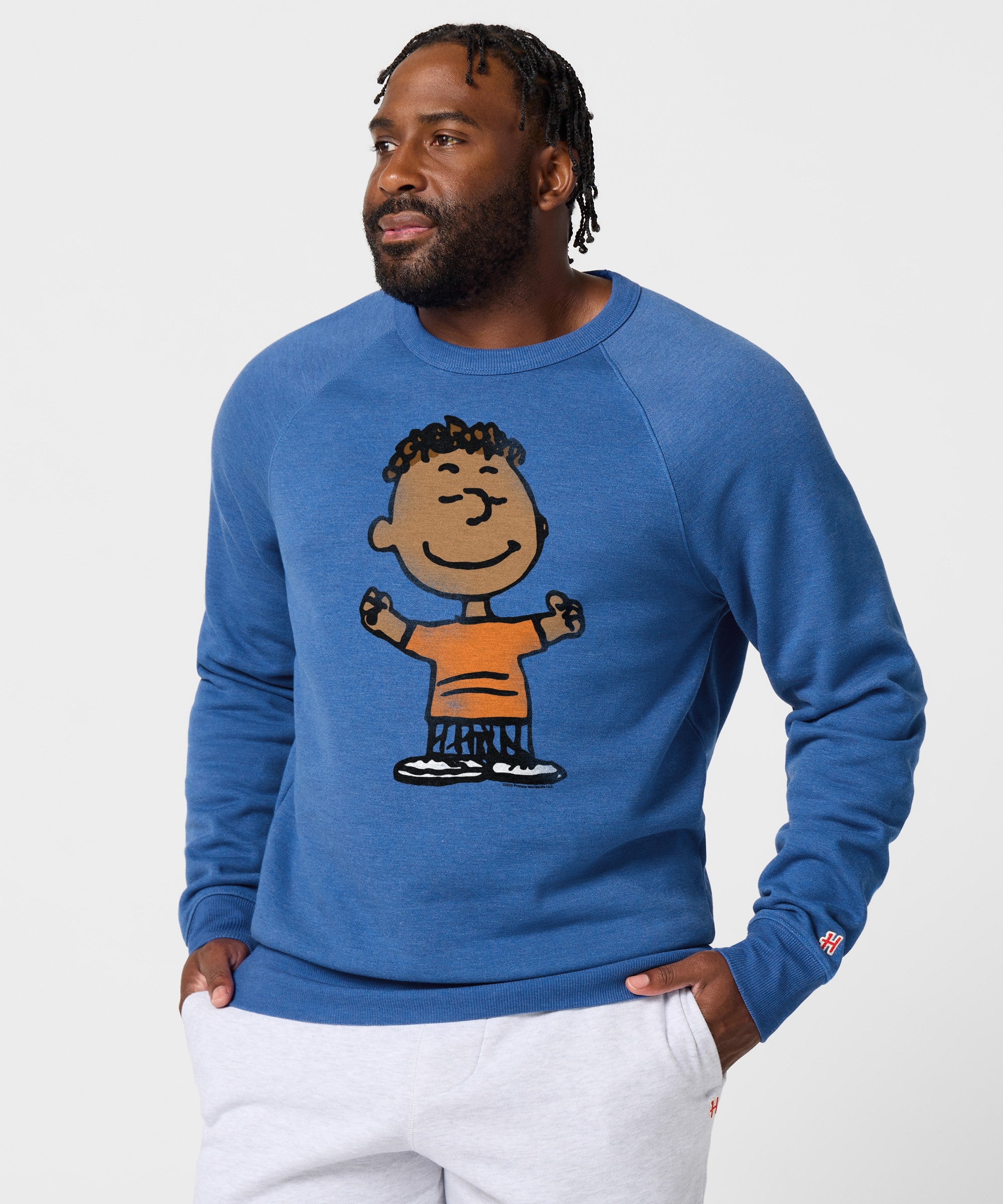 Peanuts Franklin Character Crewneck Carousel::Royal Blue