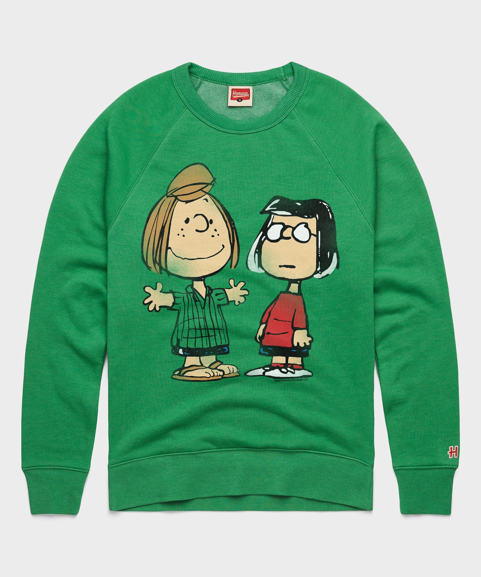 Peanuts Peppermint Patty And Marcie Character Crewneck Green