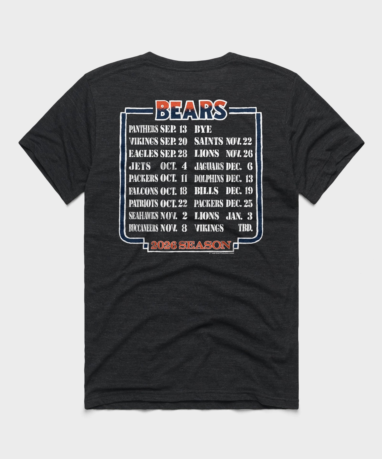 Queen x chicago bears schedule 2026