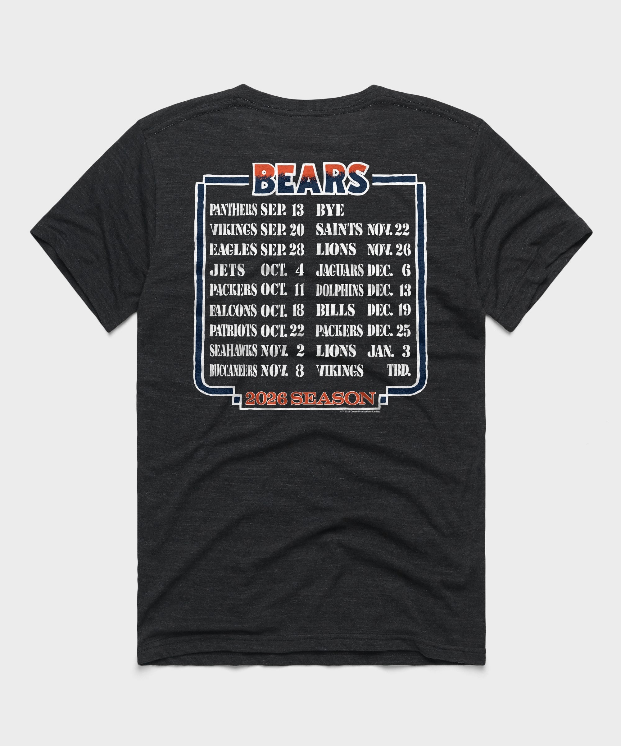 Queen x chicago bears schedule 2026