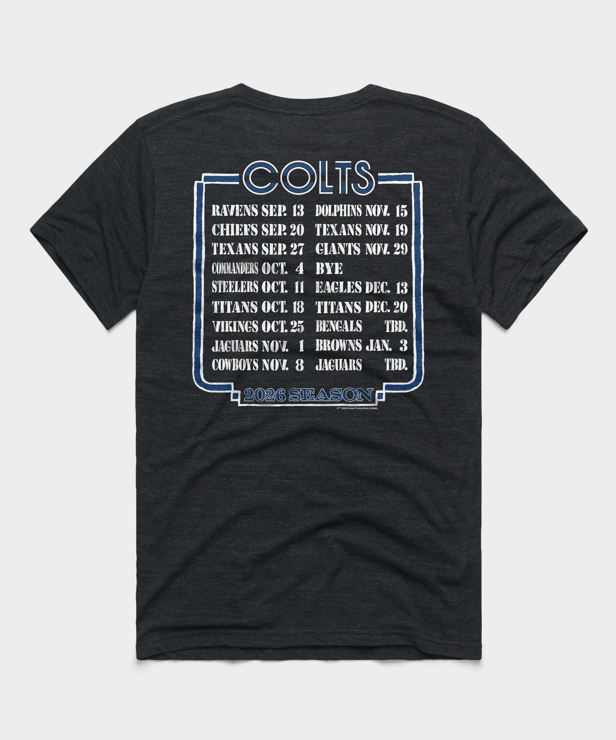 Queen x Indianapolis Colts Schedule 2026