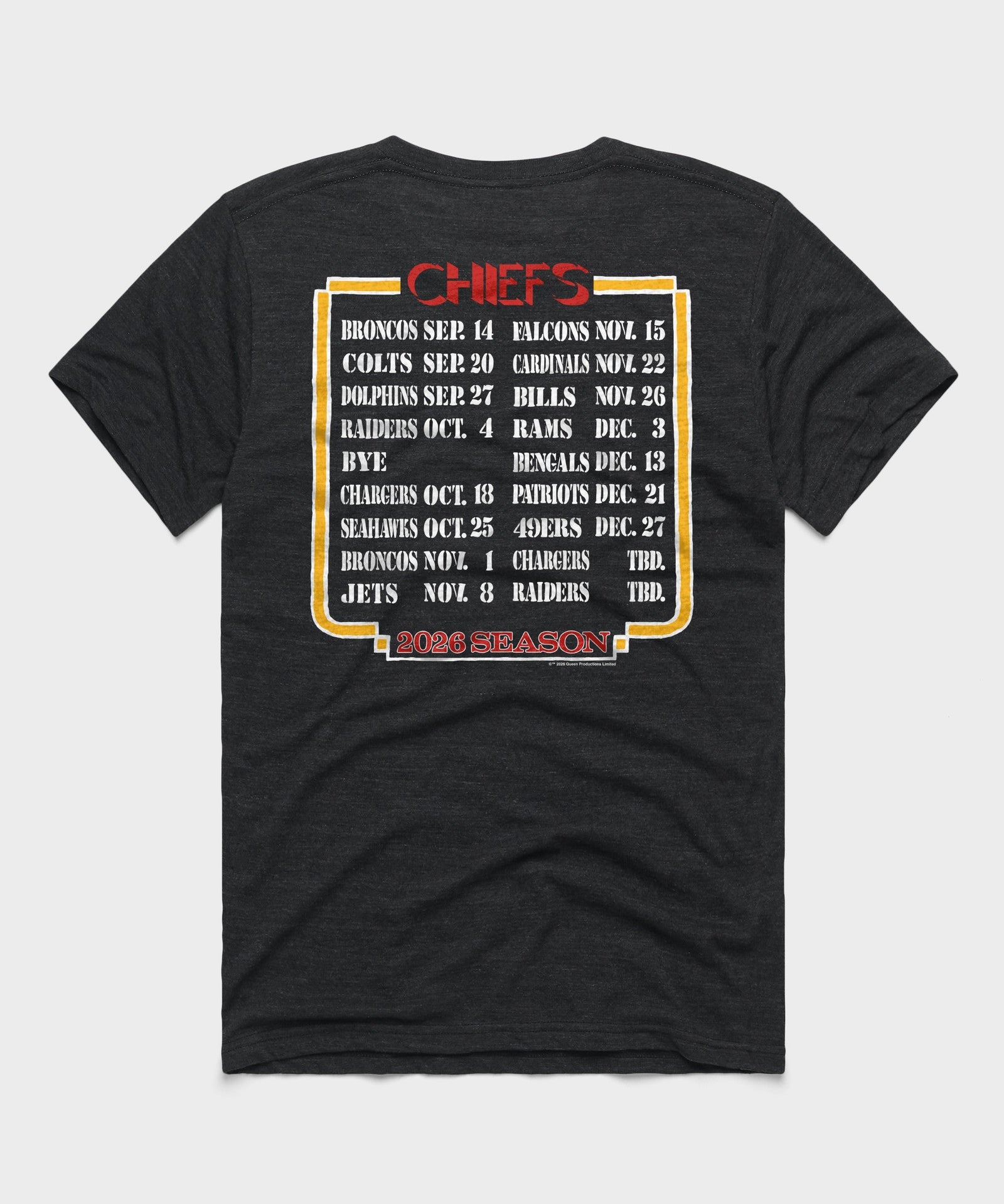 Queen x kansas city chiefs schedule 2026