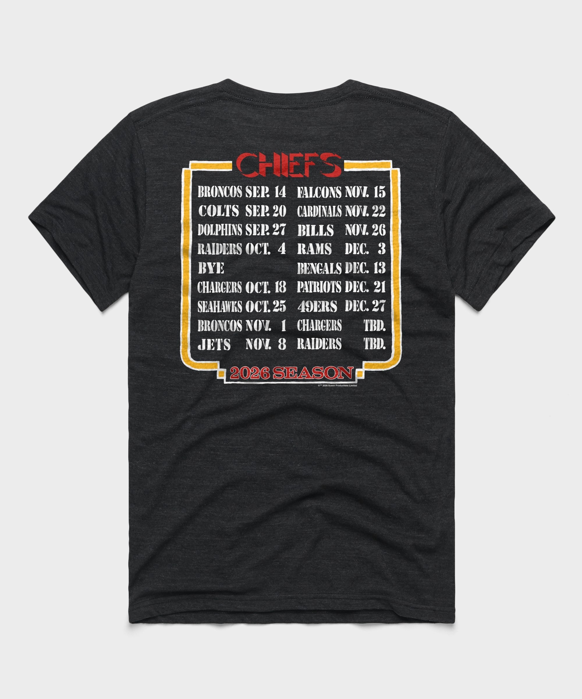 Queen x kansas city chiefs schedule 2026