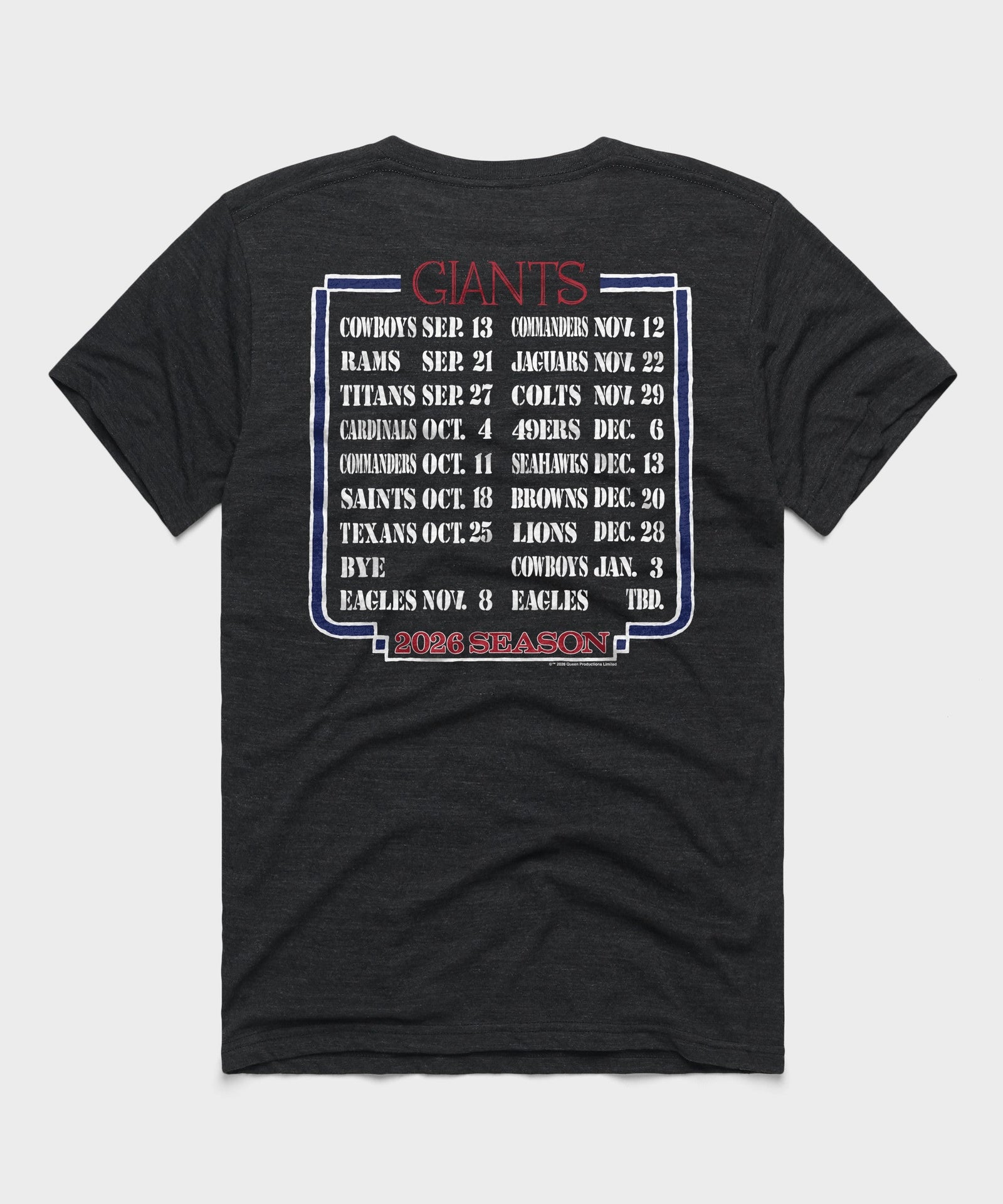 Queen x new york giants schedule 2026