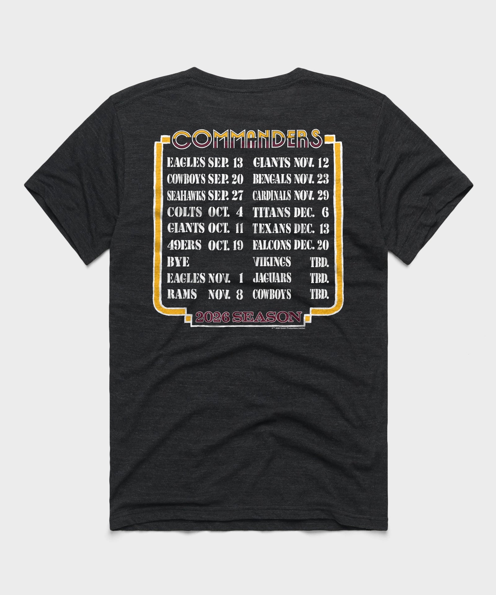 Queen x washington commanders schedule 2026