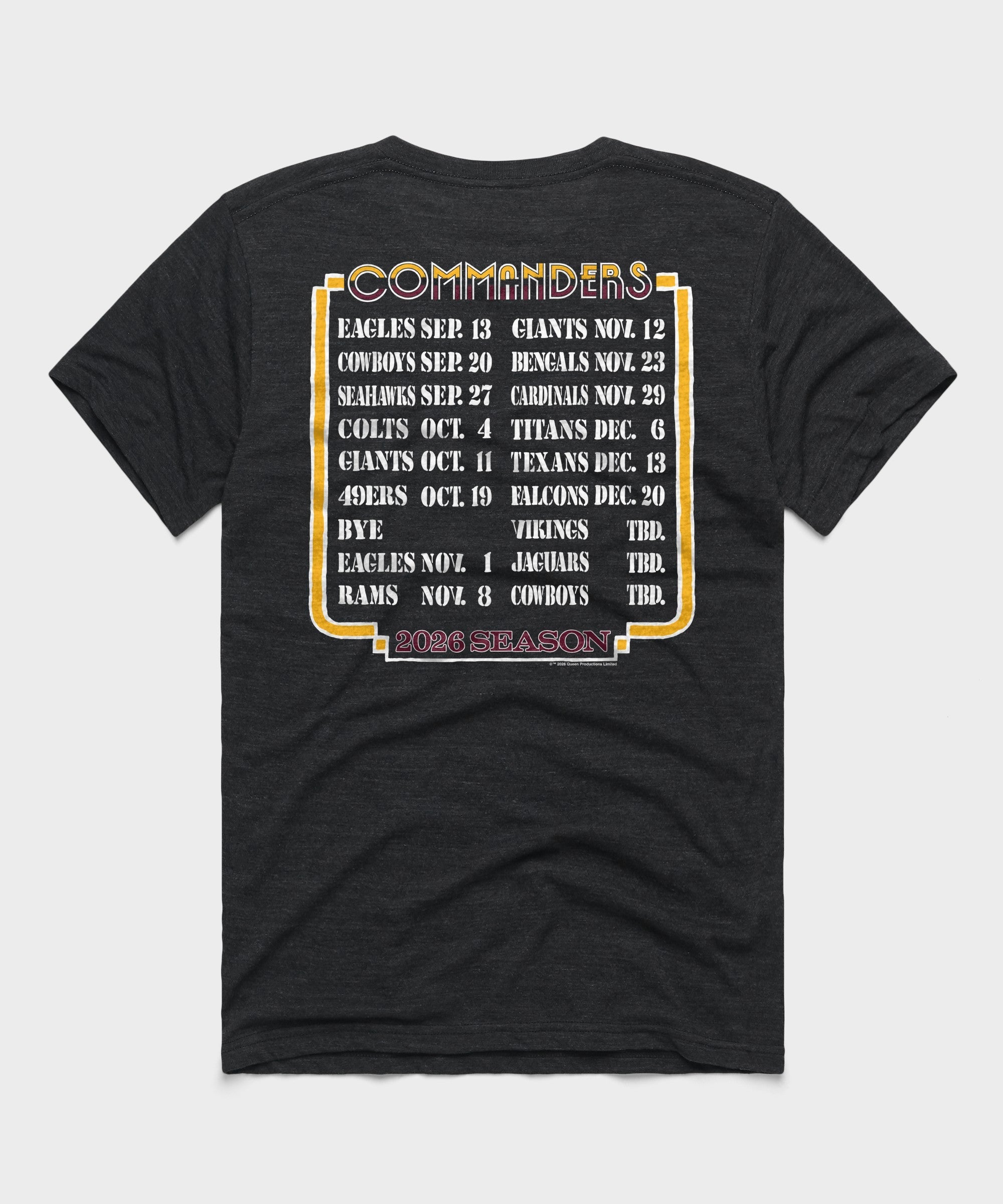 Queen x washington commanders schedule 2026